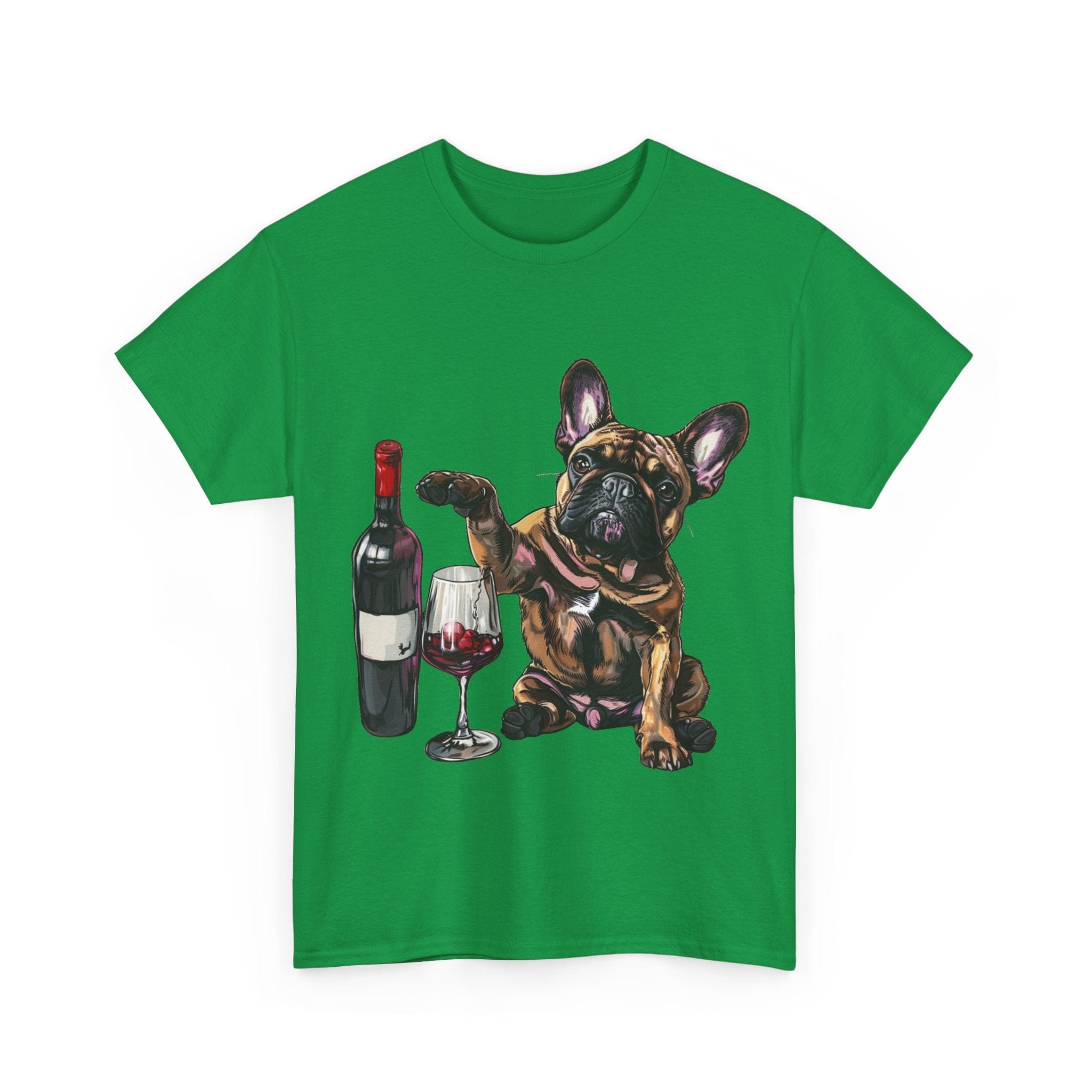 Printify T-Shirt French Bulldog Wine Lover Unisex Cotton Tee