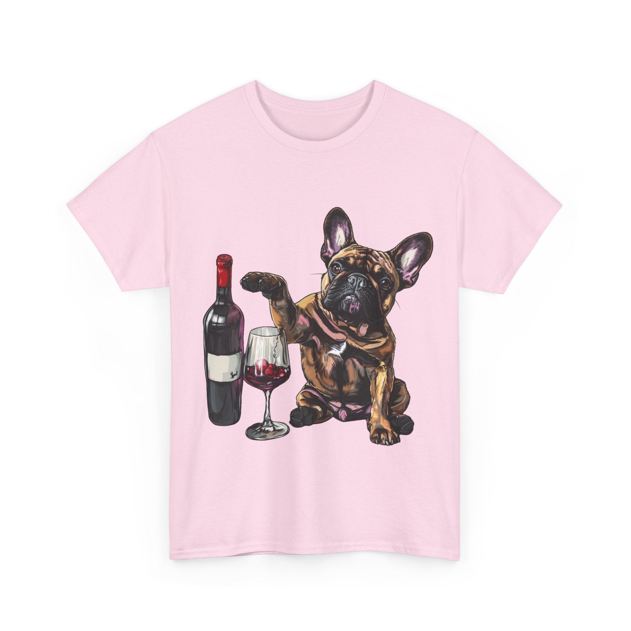 Printify T-Shirt French Bulldog Wine Lover Unisex Cotton Tee