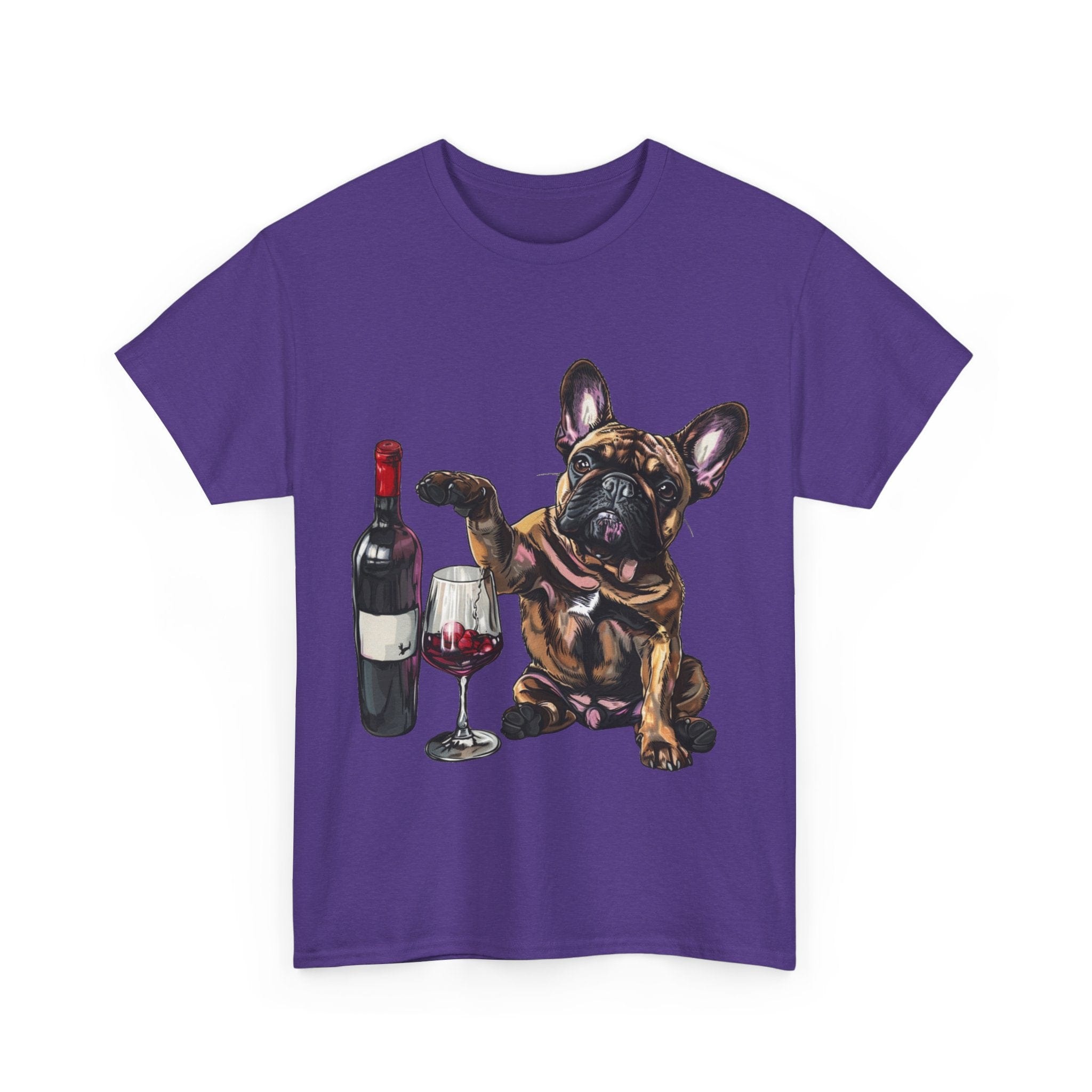 Printify T-Shirt French Bulldog Wine Lover Unisex Cotton Tee