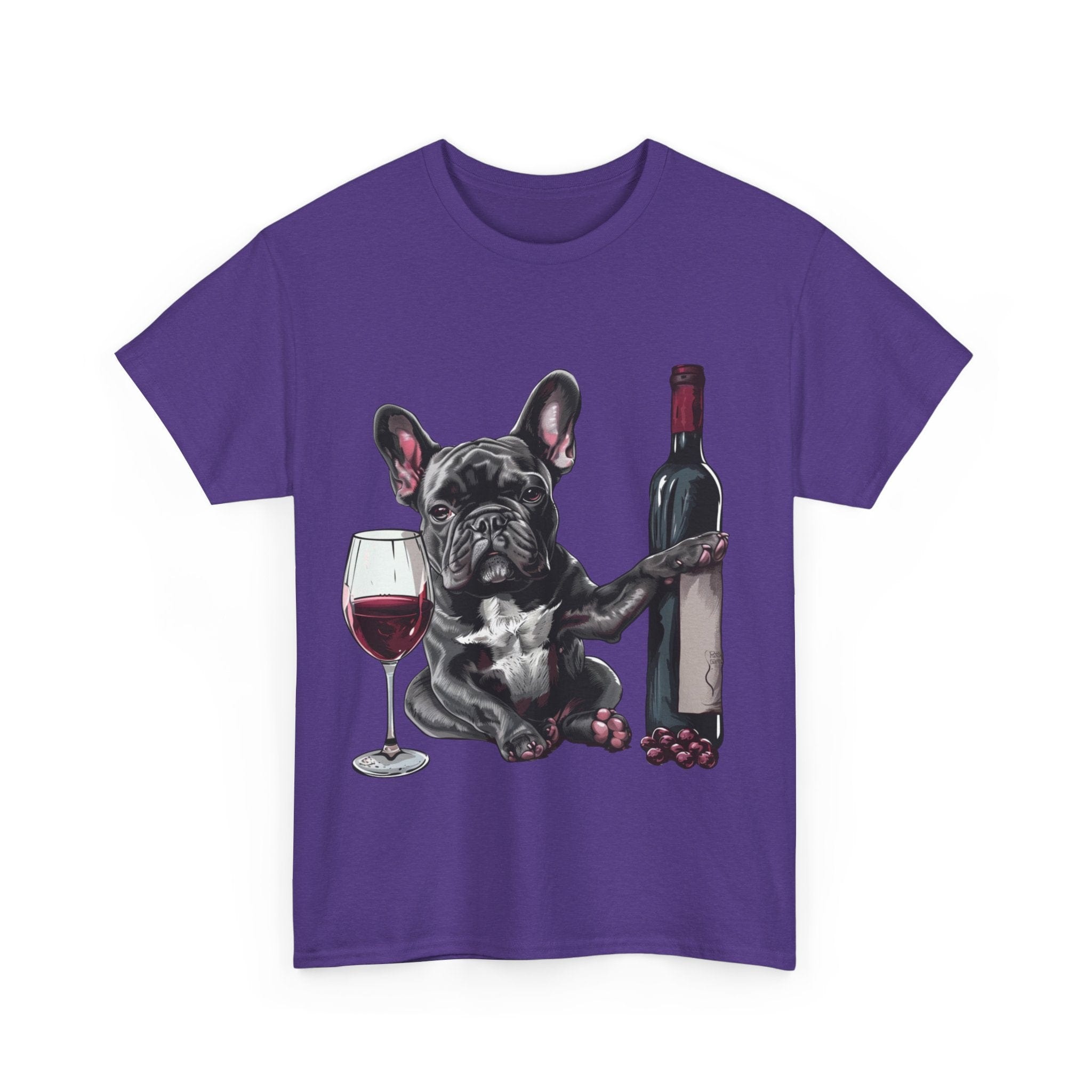 Printify T-Shirt French Bulldog with Wine and Raspberries – Unisex Graphic Tee