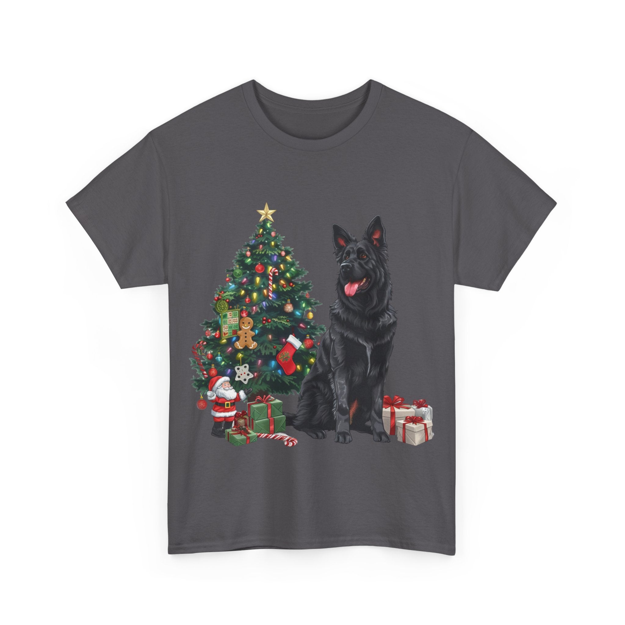 Printify T-Shirt German Shepherd Christmas Tree with Gifts – Festive Holiday Dog Art for Christmas Celebration