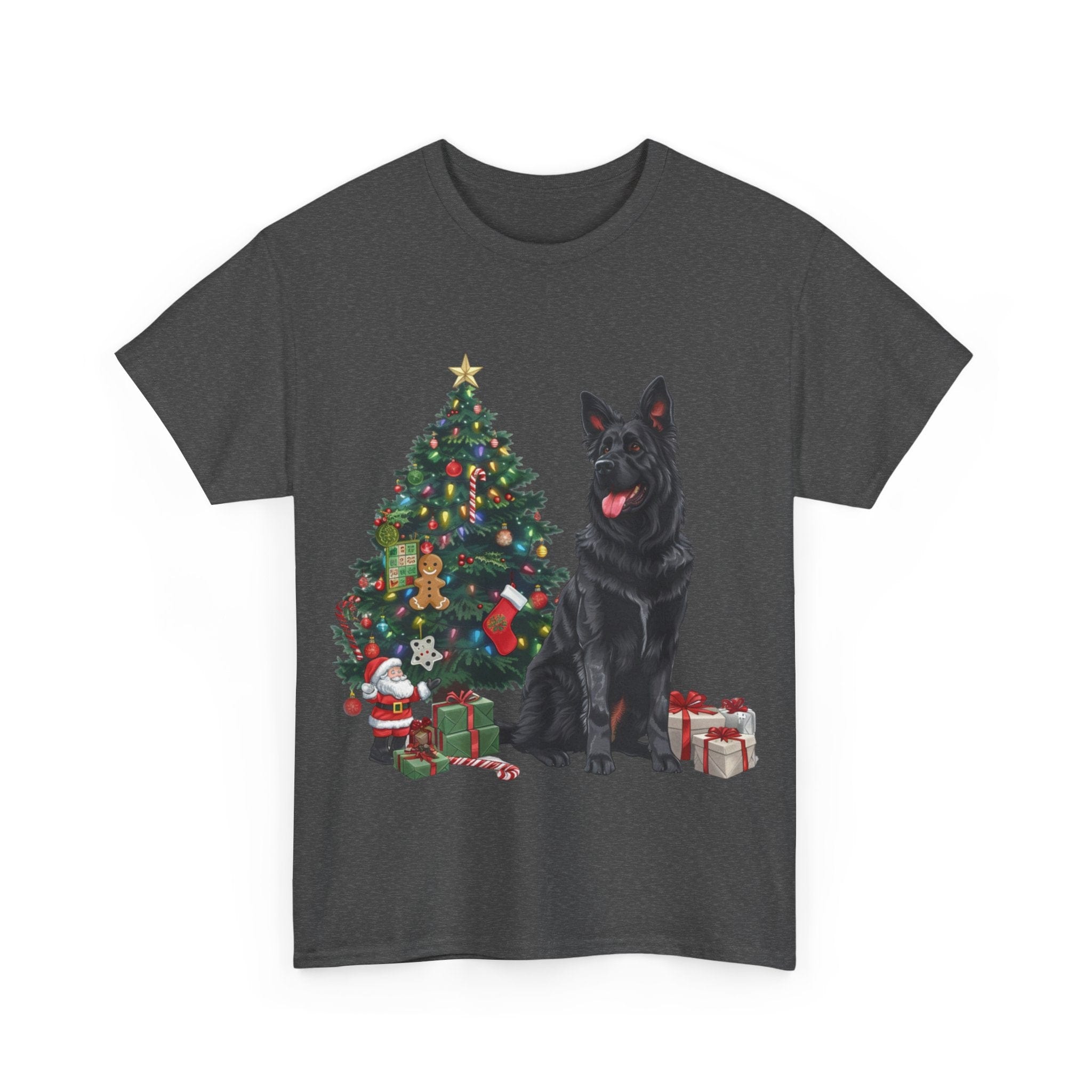 Printify T-Shirt German Shepherd Christmas Tree with Gifts – Festive Holiday Dog Art for Christmas Celebration