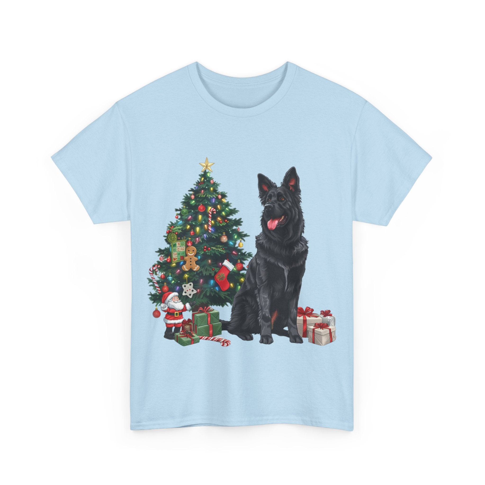 Printify T-Shirt German Shepherd Christmas Tree with Gifts – Festive Holiday Dog Art for Christmas Celebration