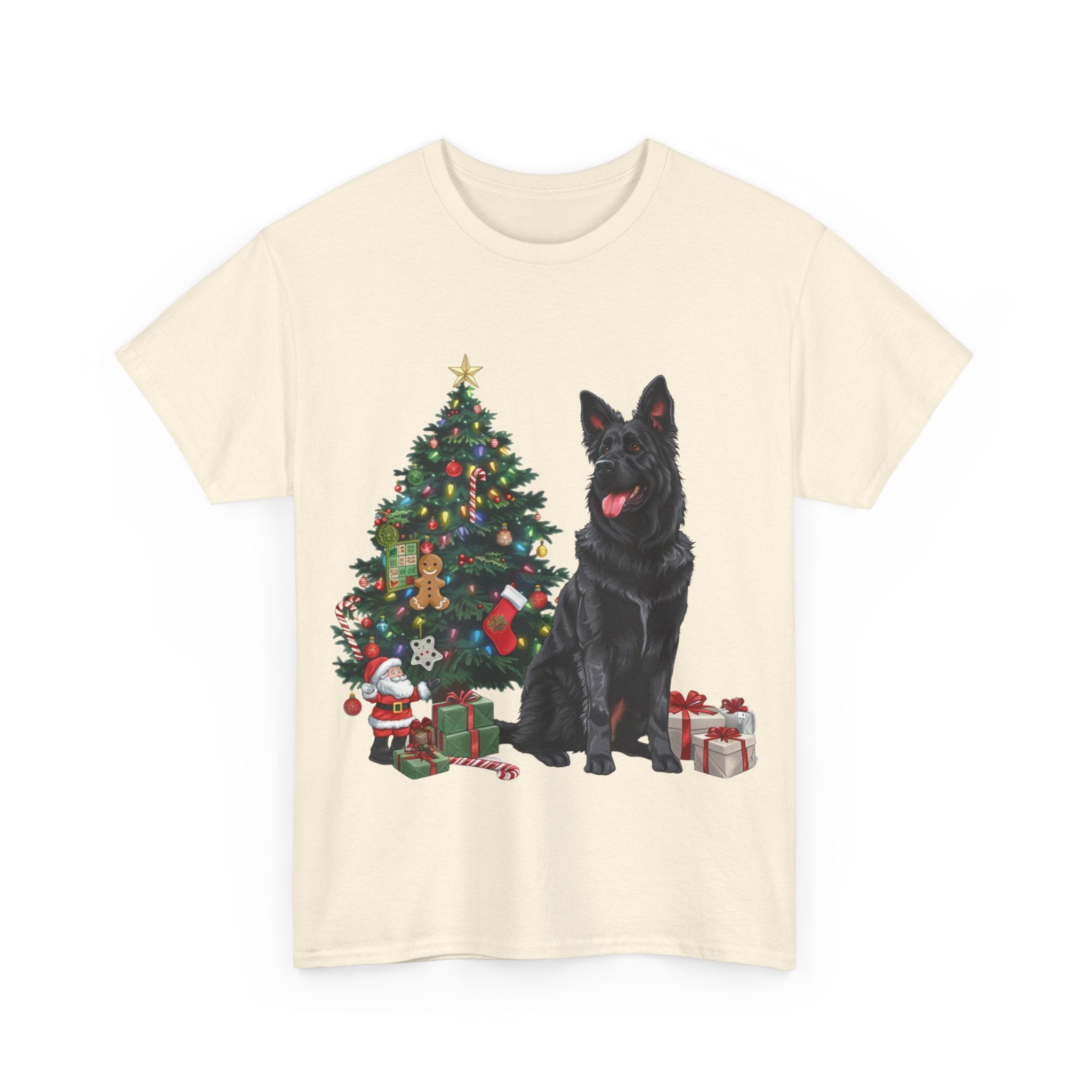 Printify T-Shirt German Shepherd Christmas Tree with Gifts – Festive Holiday Dog Art for Christmas Celebration