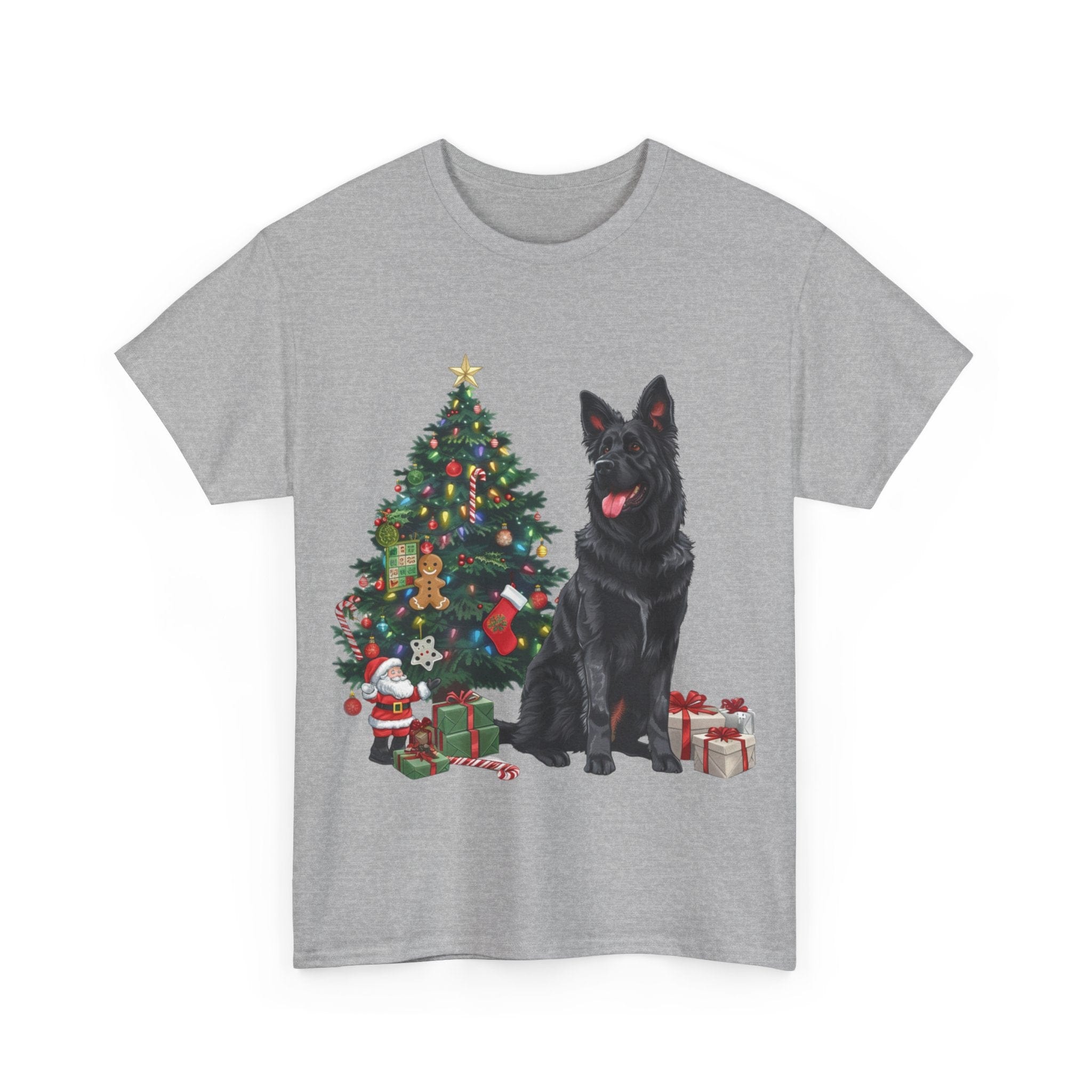 Printify T-Shirt German Shepherd Christmas Tree with Gifts – Festive Holiday Dog Art for Christmas Celebration