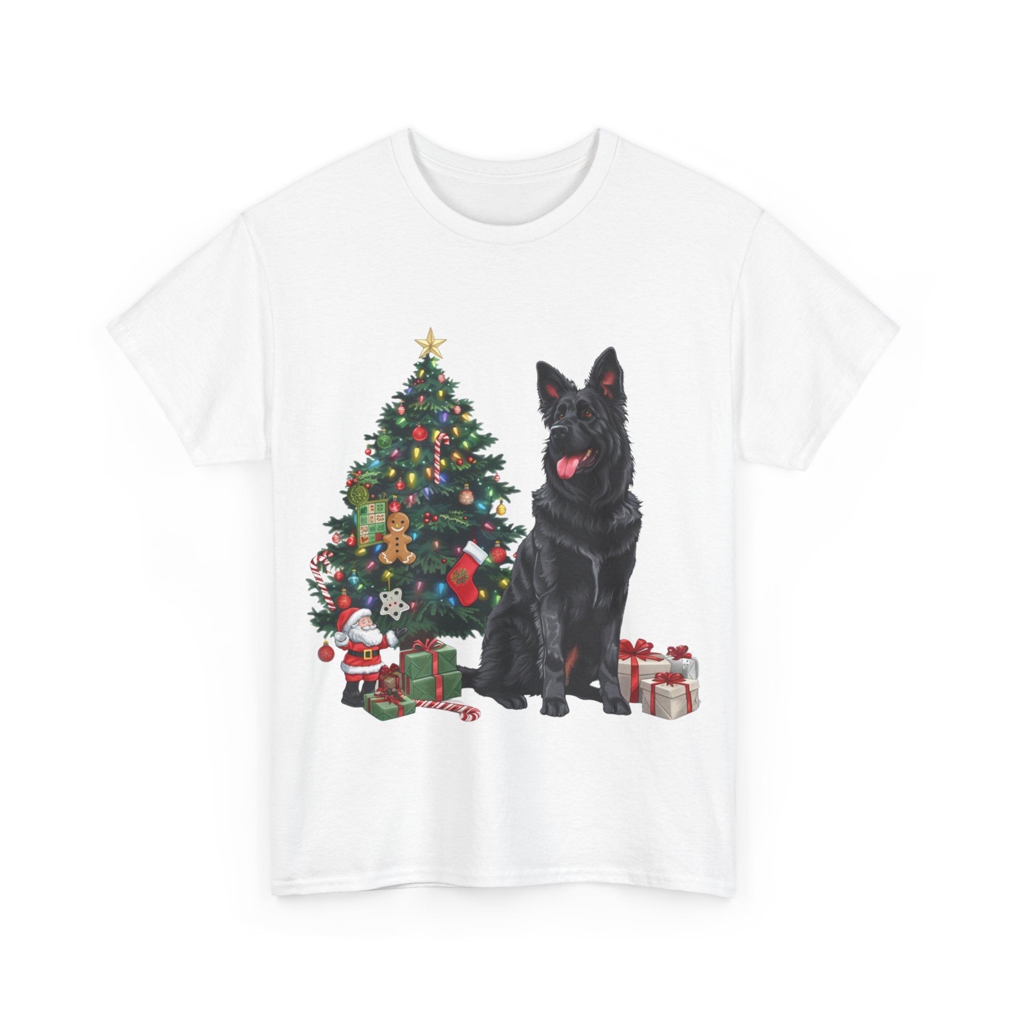 Printify T-Shirt German Shepherd Christmas Tree with Gifts – Festive Holiday Dog Art for Christmas Celebration