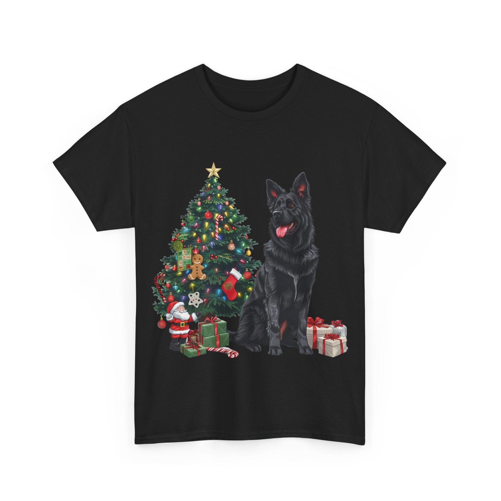 Printify T-Shirt German Shepherd Christmas Tree with Gifts – Festive Holiday Dog Art for Christmas Celebration