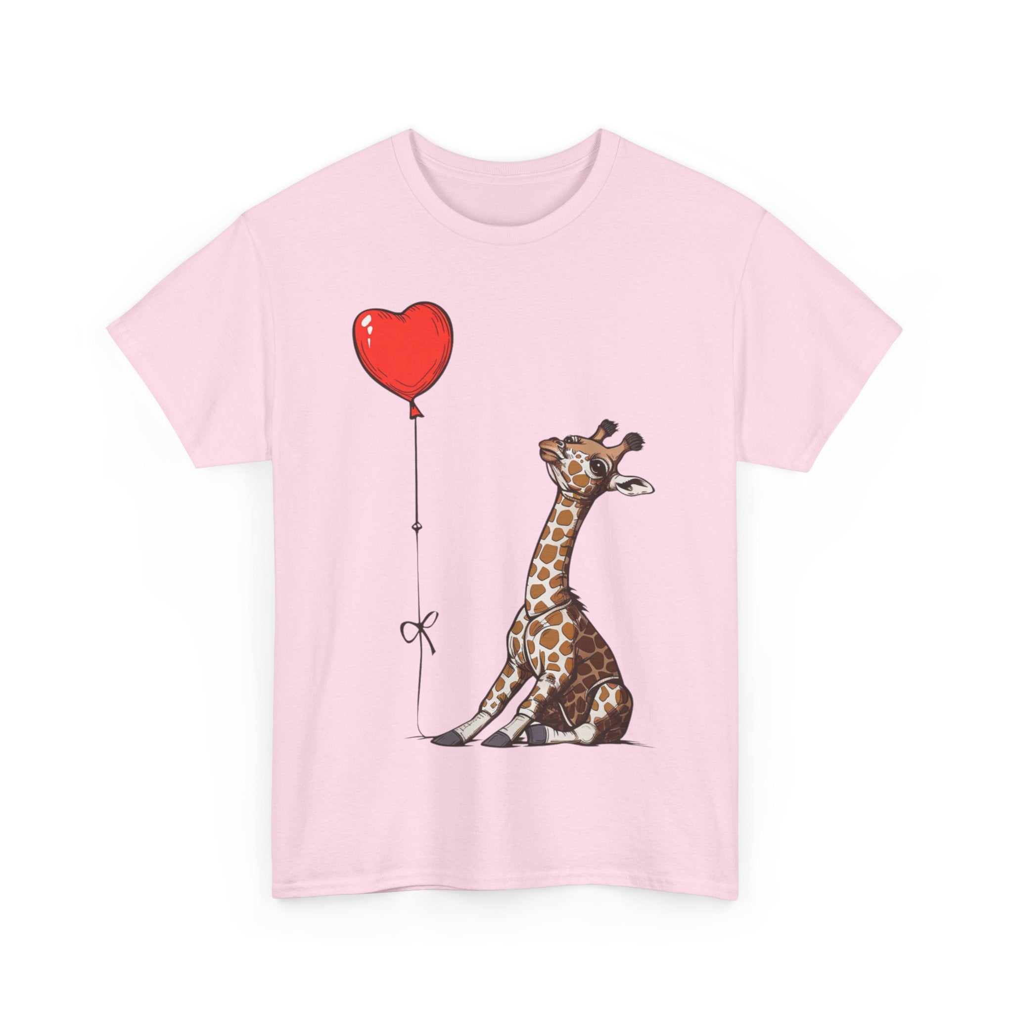 Printify T-Shirt Giraffe Heart Balloon T-Shirt – Cute Animal Lover's Apparel with Heart Balloon Graphic