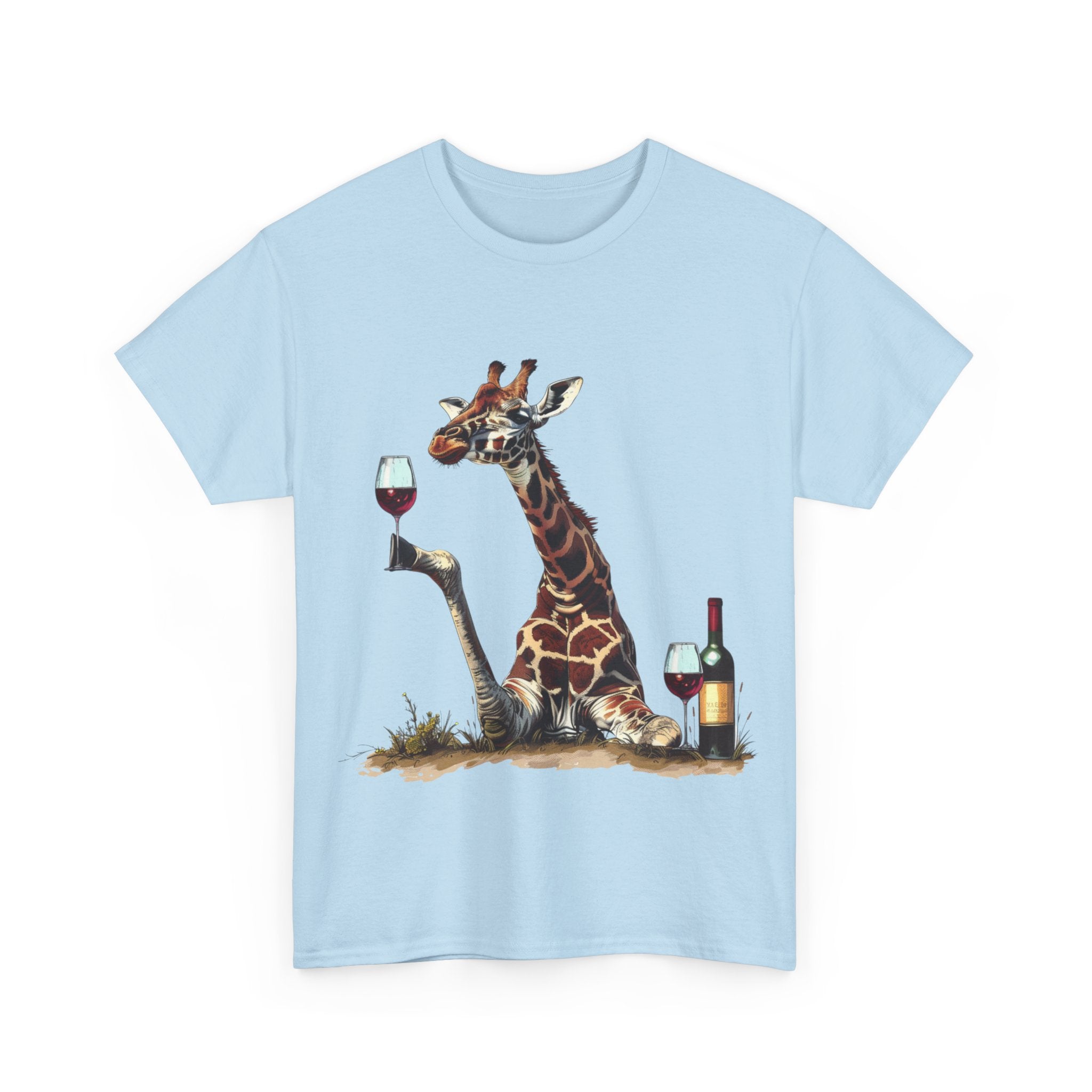 Printify T-Shirt Giraffe Wine Connoisseur Unisex Cotton Tee