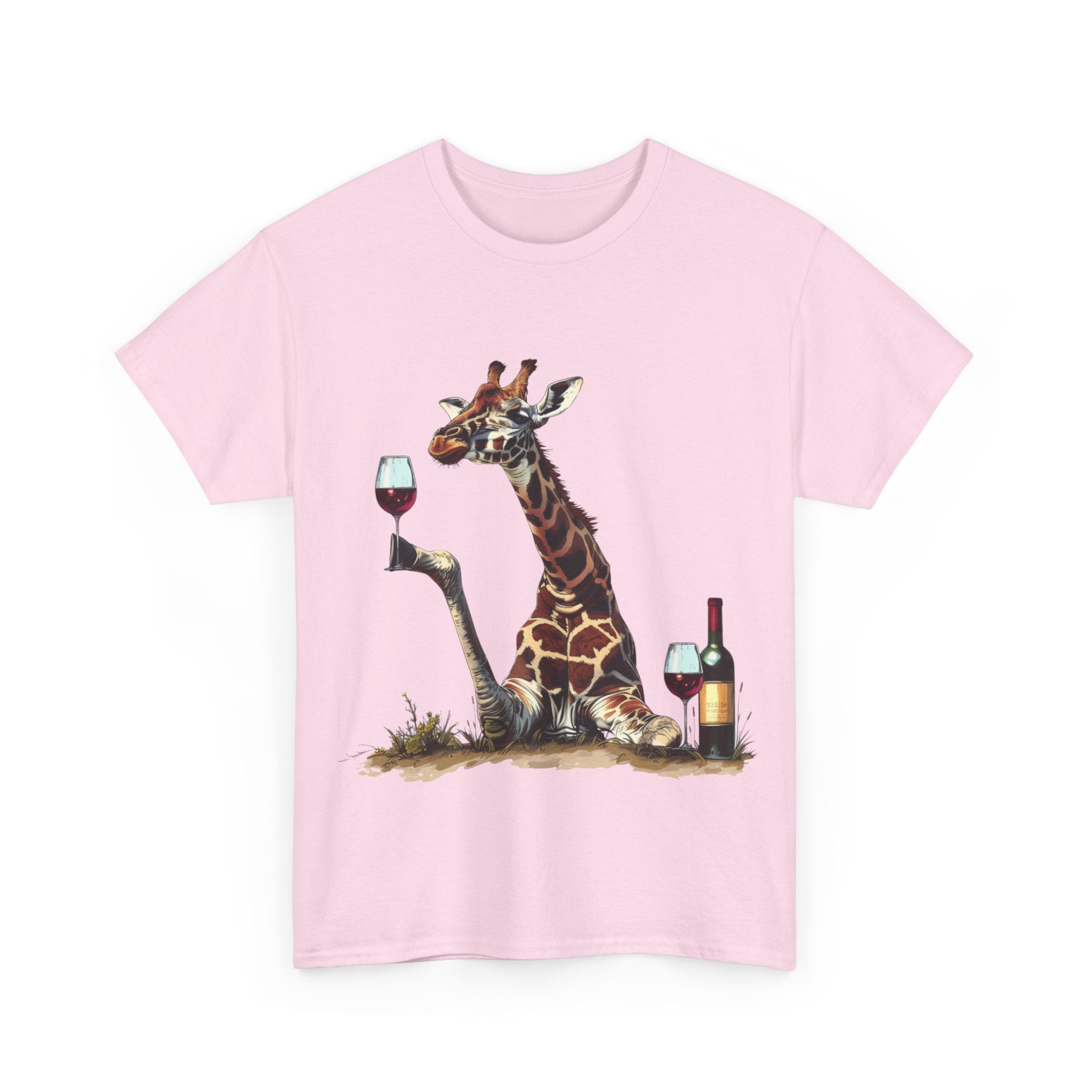 Printify T-Shirt Giraffe Wine Connoisseur Unisex Cotton Tee