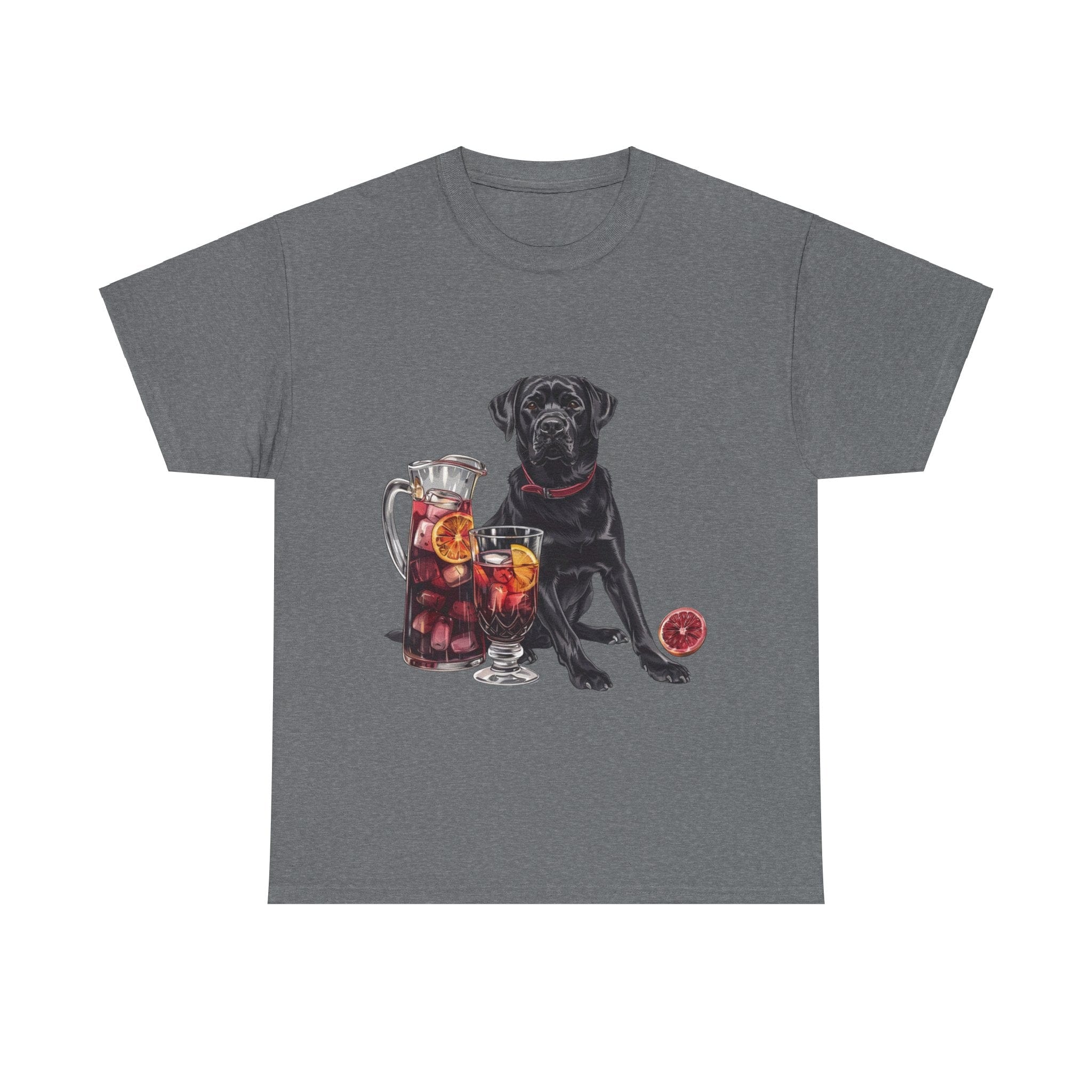 Printify T-Shirt Graphite Heather / S Black Labrador & Sangria – A Classy Blend of Elegance and Flavor