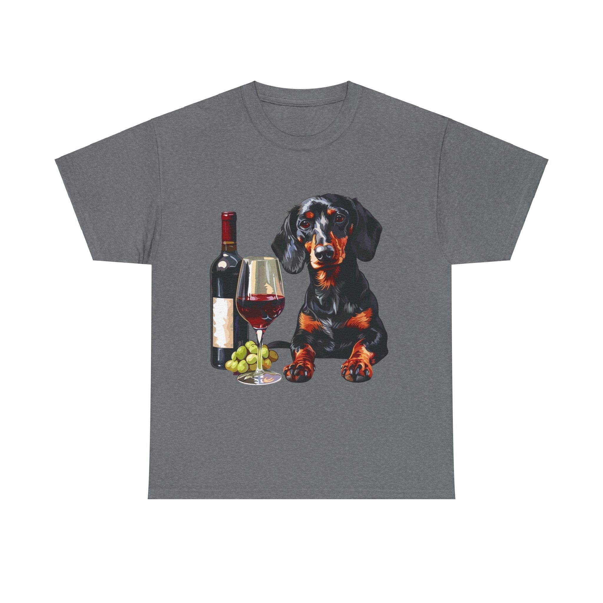 Printify T-Shirt Graphite Heather / S Dachshund Wine Lover Unisex Cotton Tee