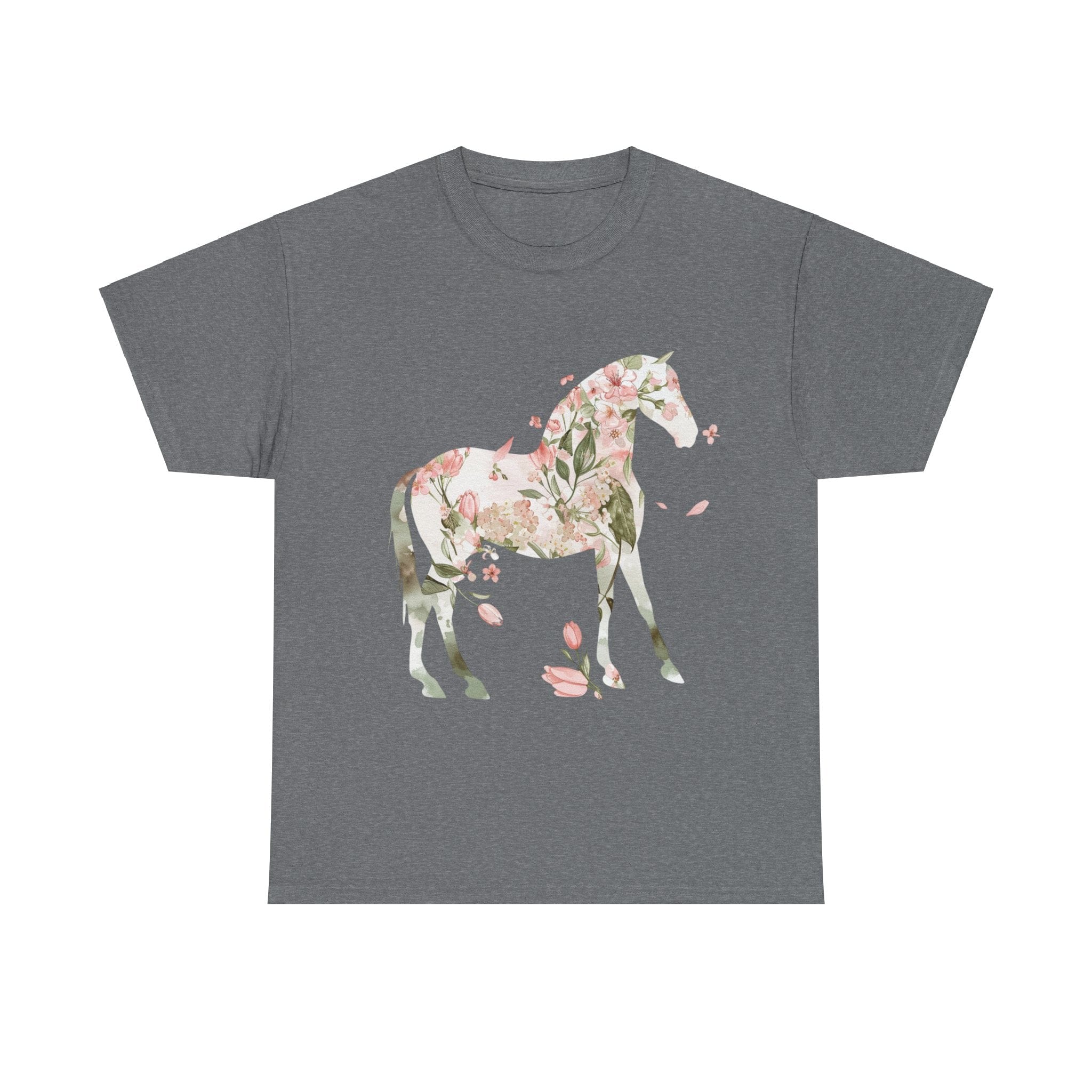 Printify T-Shirt Graphite Heather / S Floral Horse – Unisex Graphic Tee