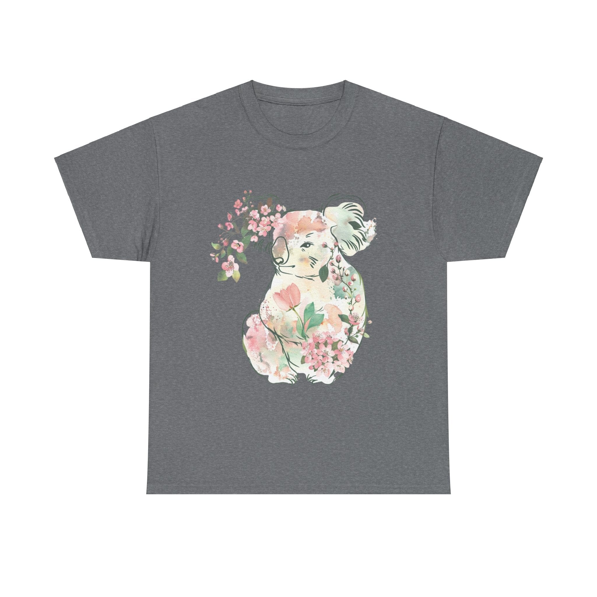 Printify T-Shirt Graphite Heather / S Floral Koala Unisex Heavy Cotton Tee