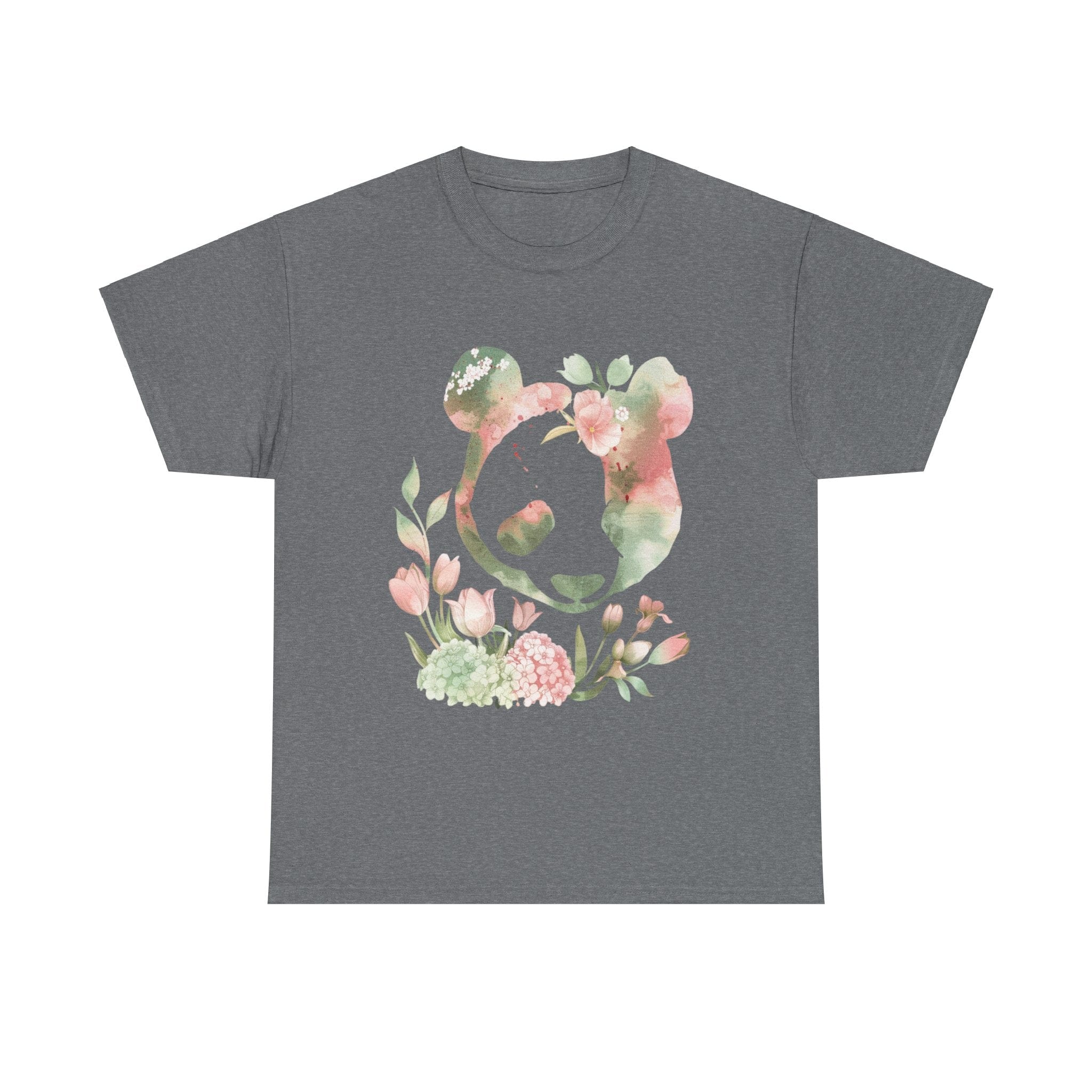 Printify T-Shirt Graphite Heather / S Floral Panda Unisex Cotton Tee