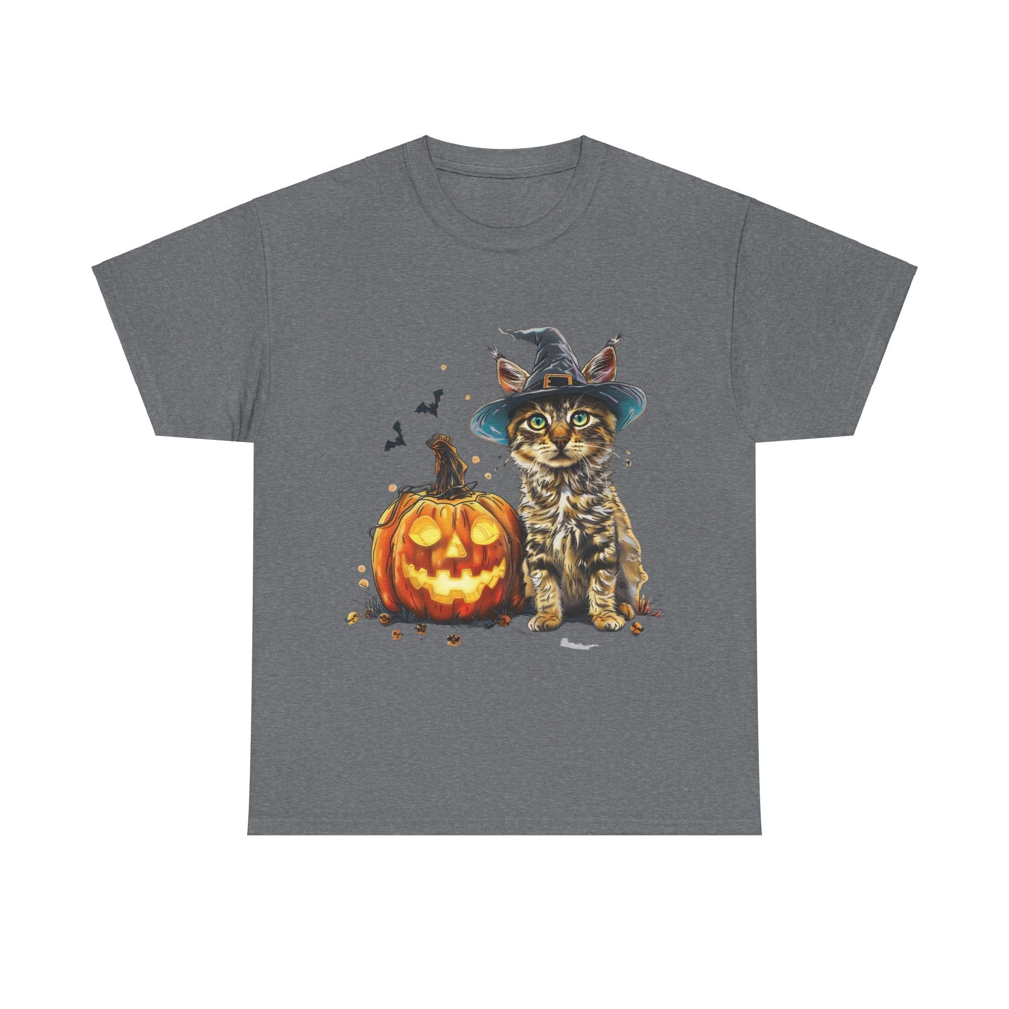 Printify T-Shirt Graphite Heather / S Halloween Golden Retriever in Witch Hat Tee – Unisex Cotton Shirt