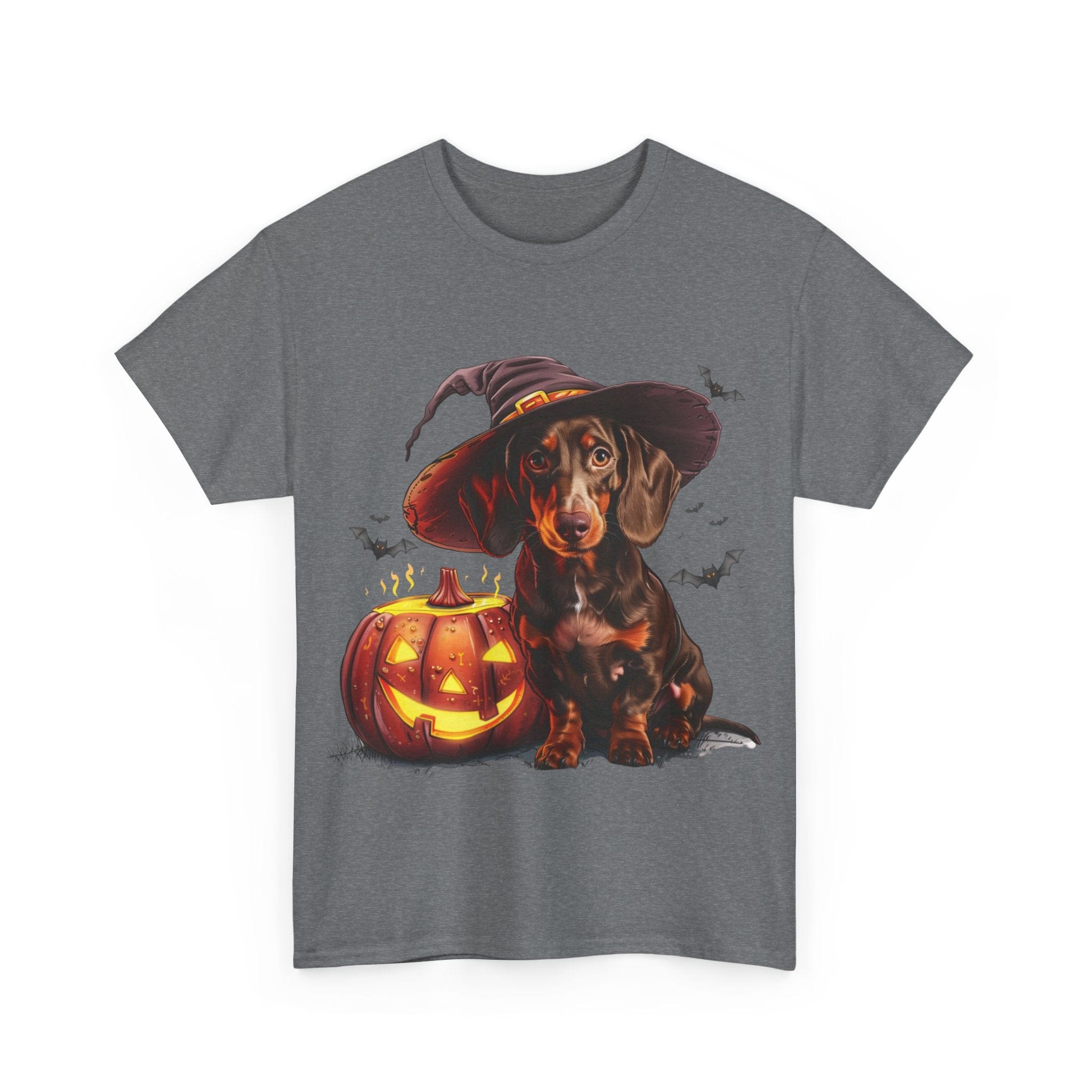 Printify T-Shirt Halloween Dachshund in Witch Hat Tee – Unisex Cotton Shirt