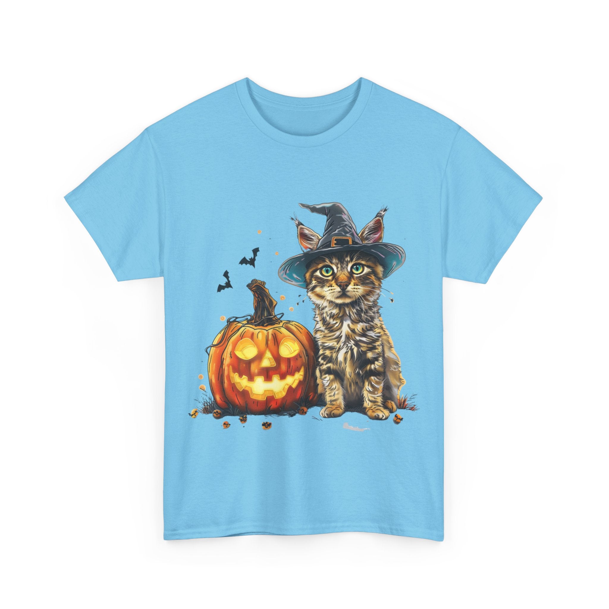 Printify T-Shirt Halloween Golden Retriever in Witch Hat Tee – Unisex Cotton Shirt