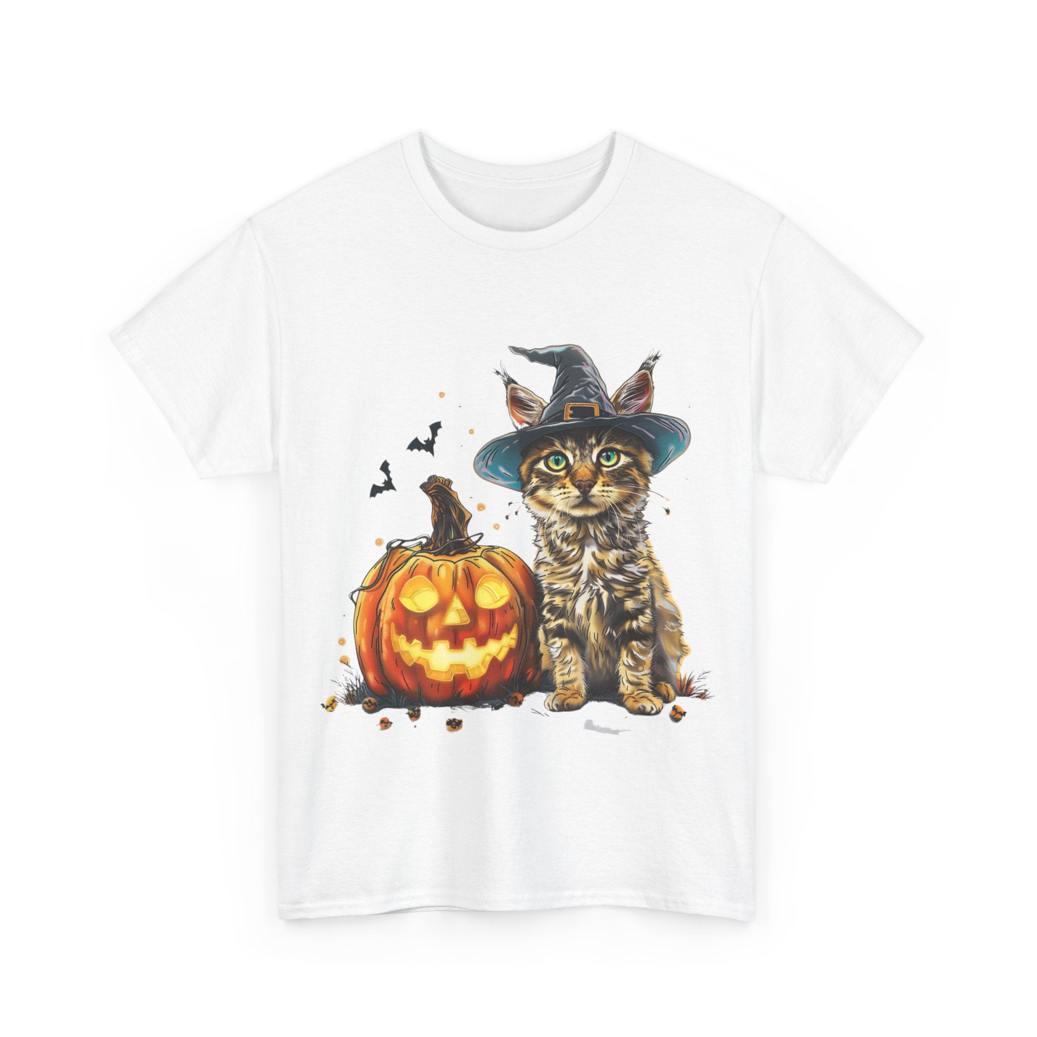 Printify T-Shirt Halloween Golden Retriever in Witch Hat Tee – Unisex Cotton Shirt