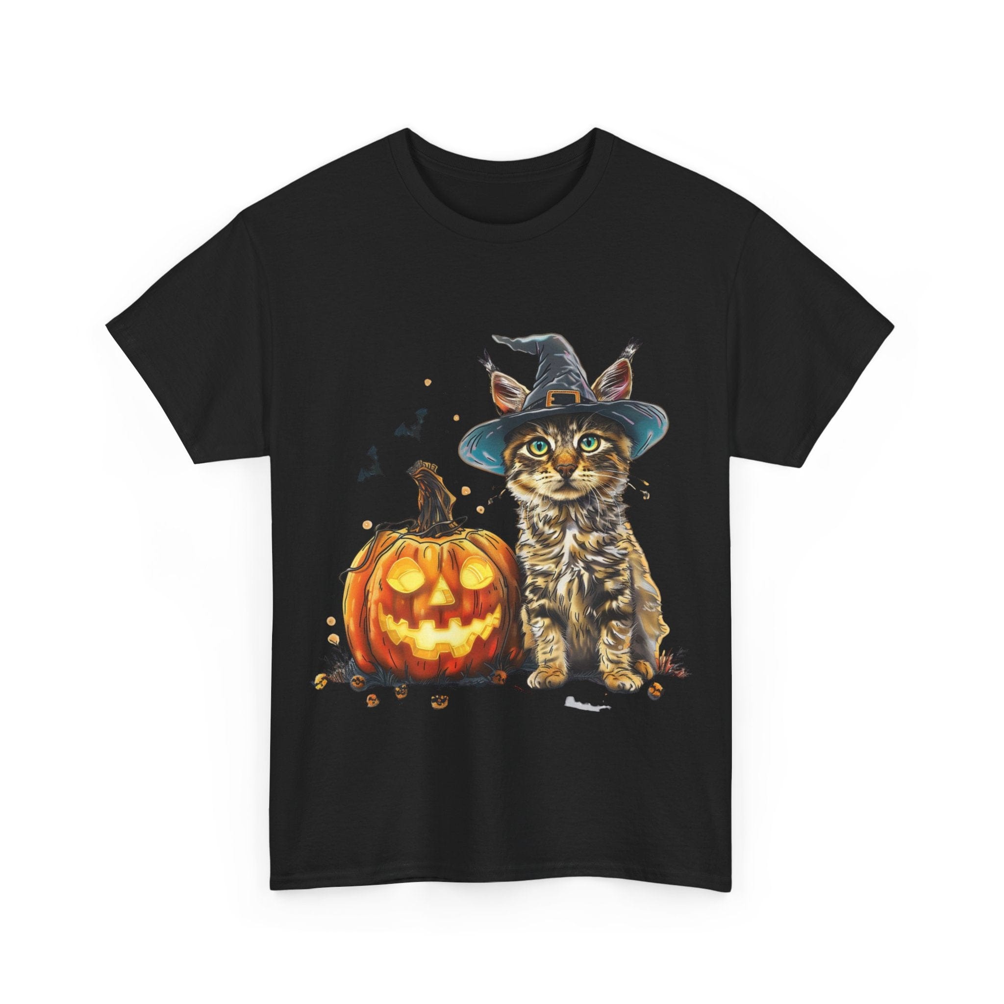 Printify T-Shirt Halloween Golden Retriever in Witch Hat Tee – Unisex Cotton Shirt