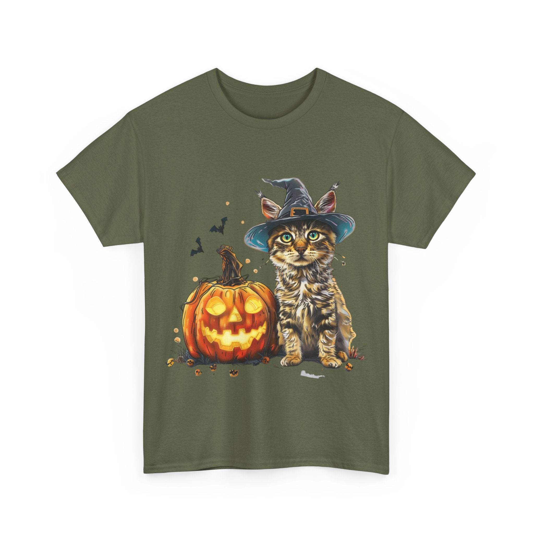 Printify T-Shirt Halloween Golden Retriever in Witch Hat Tee – Unisex Cotton Shirt