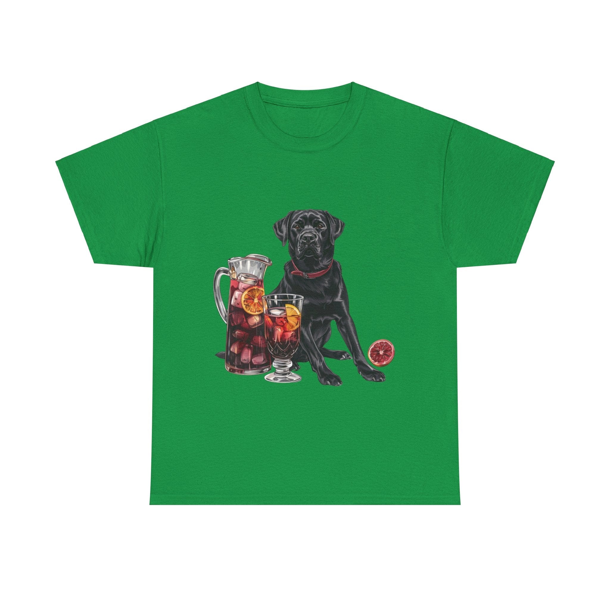 Printify T-Shirt Irish Green / S Black Labrador & Sangria – A Classy Blend of Elegance and Flavor