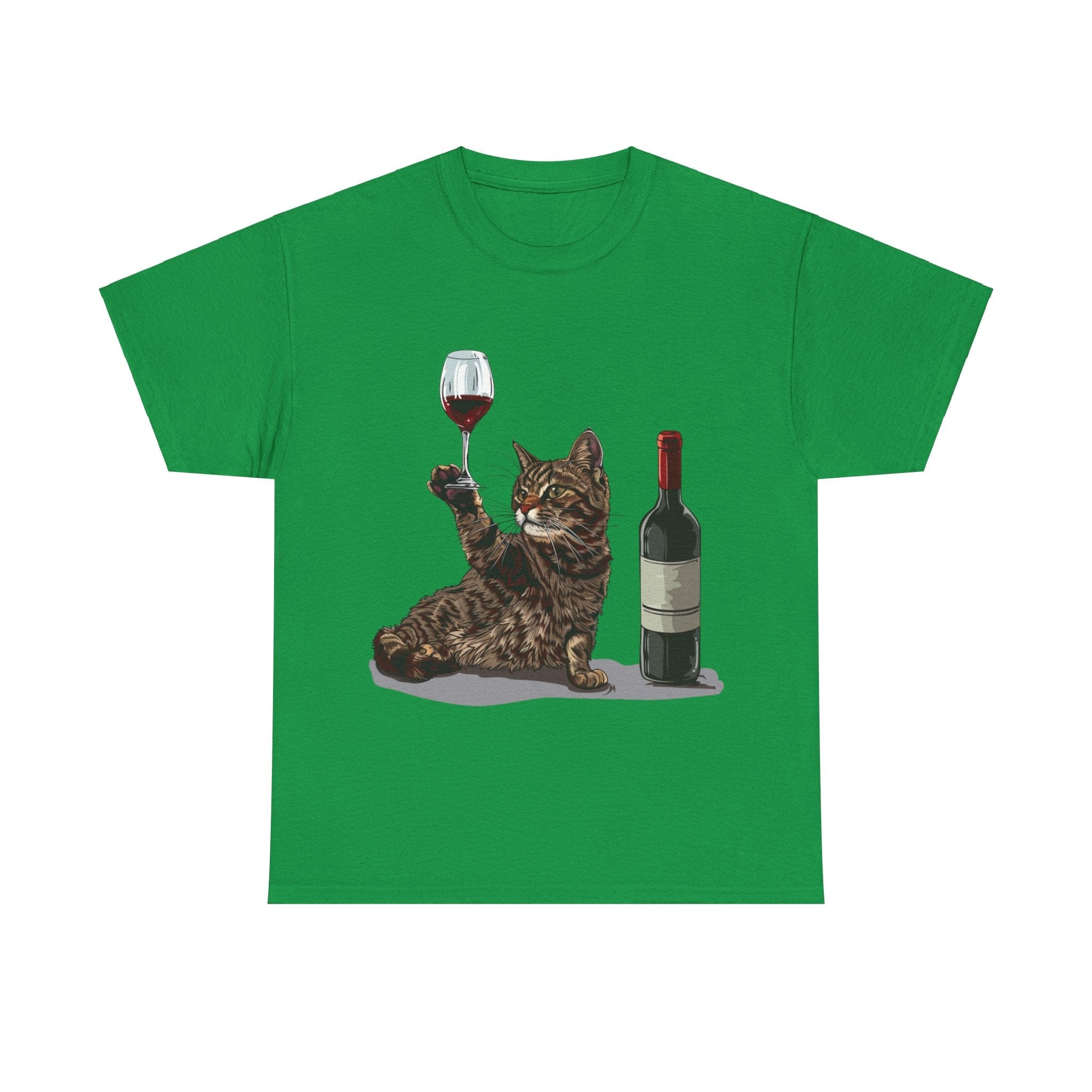 Printify T-Shirt Irish Green / S Cat Wine Enthusiast Unisex Cotton Tee