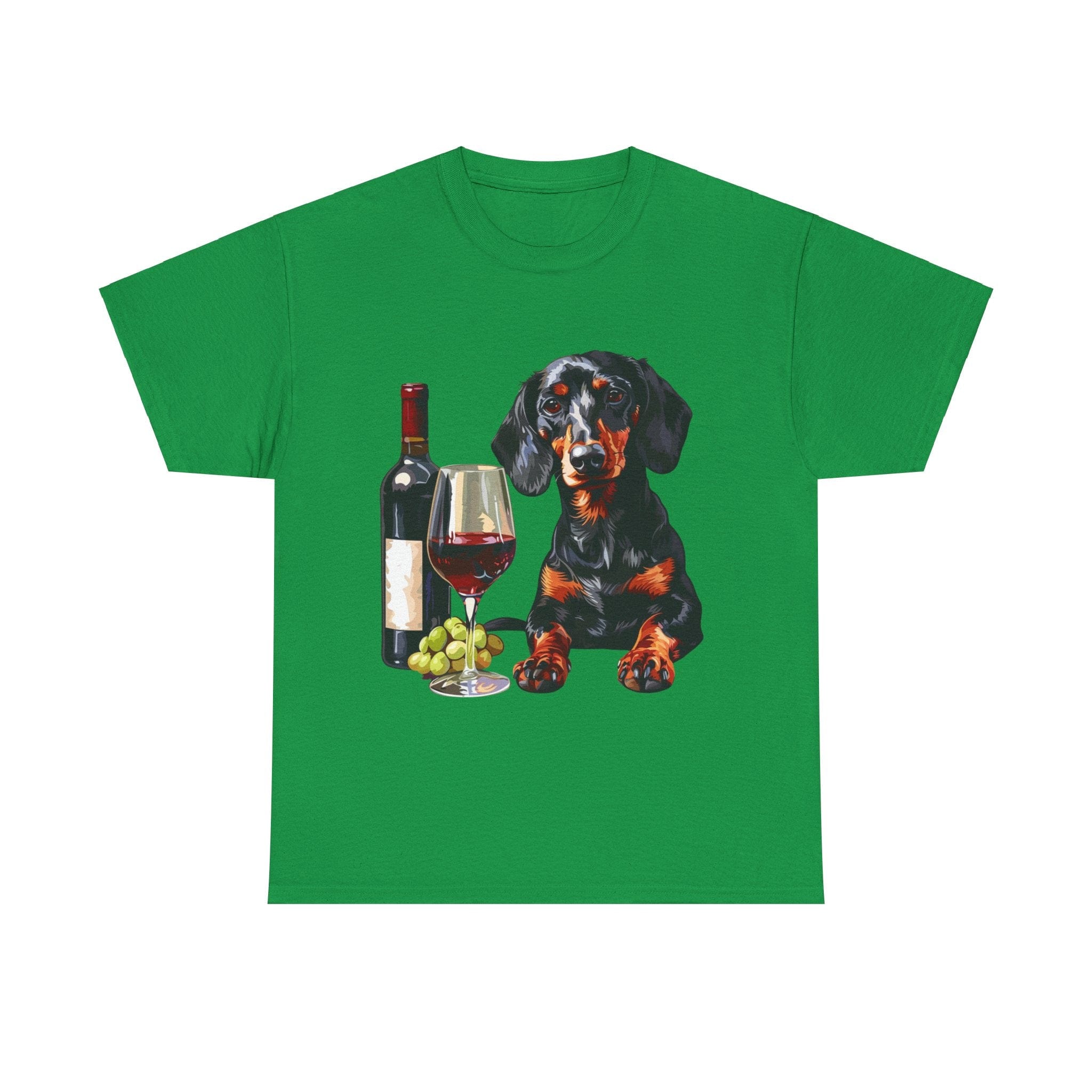 Printify T-Shirt Irish Green / S Dachshund Wine Lover Unisex Cotton Tee