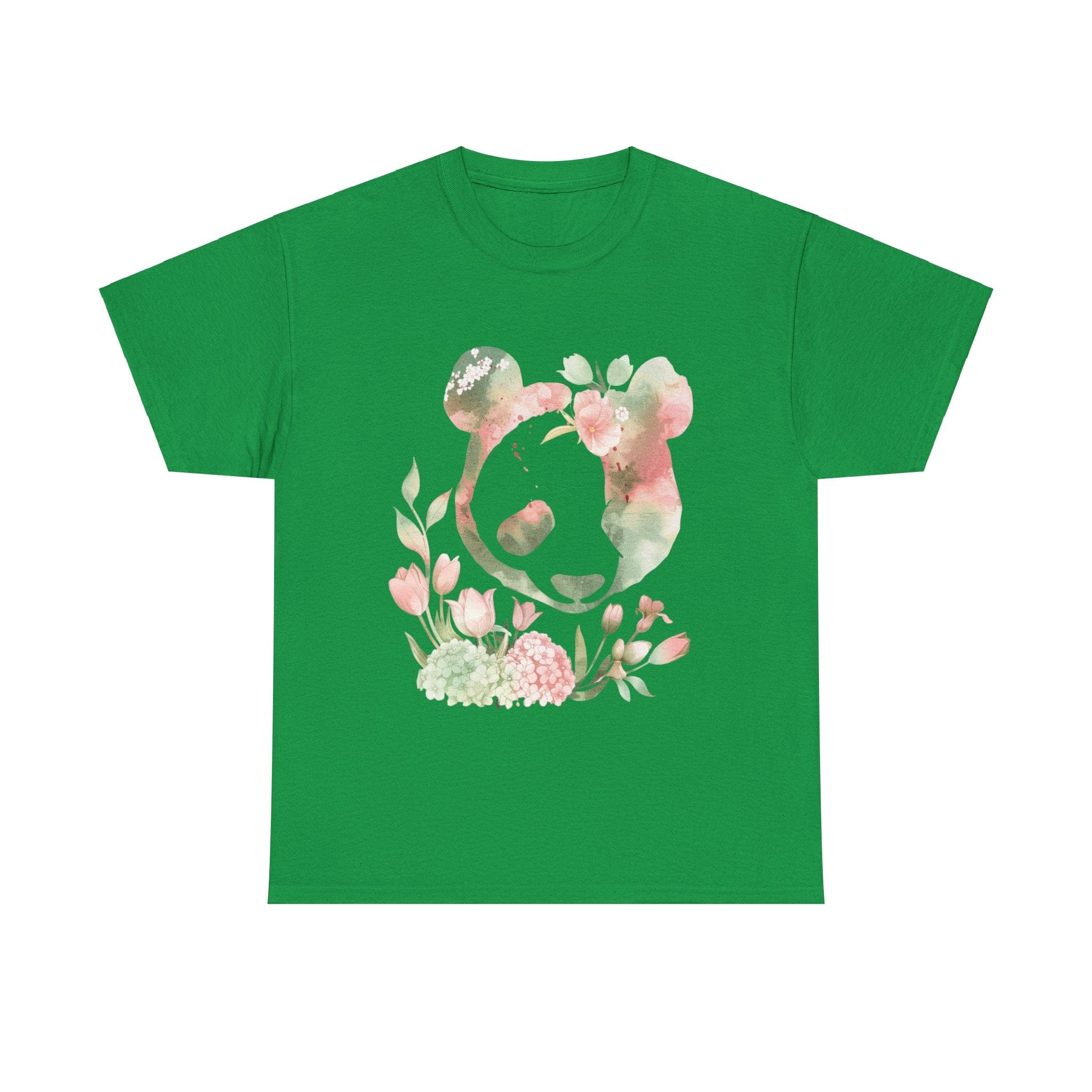 Printify T-Shirt Irish Green / S Floral Panda Unisex Cotton Tee