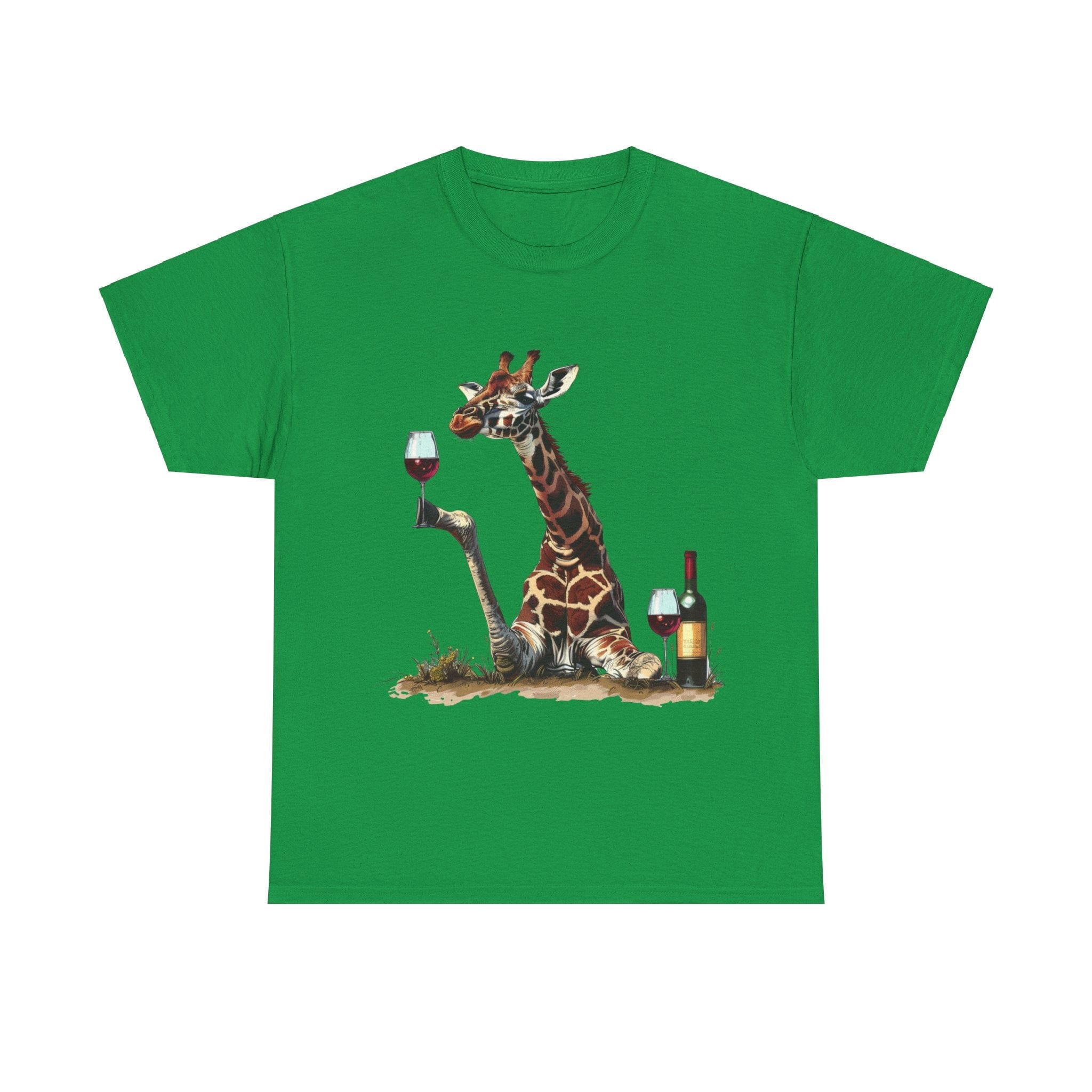 Printify T-Shirt Irish Green / S Giraffe Wine Connoisseur Unisex Cotton Tee