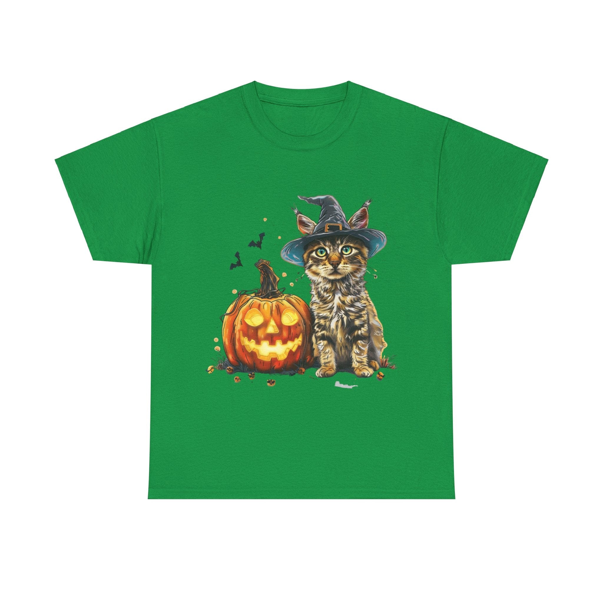 Printify T-Shirt Irish Green / S Halloween Golden Retriever in Witch Hat Tee – Unisex Cotton Shirt