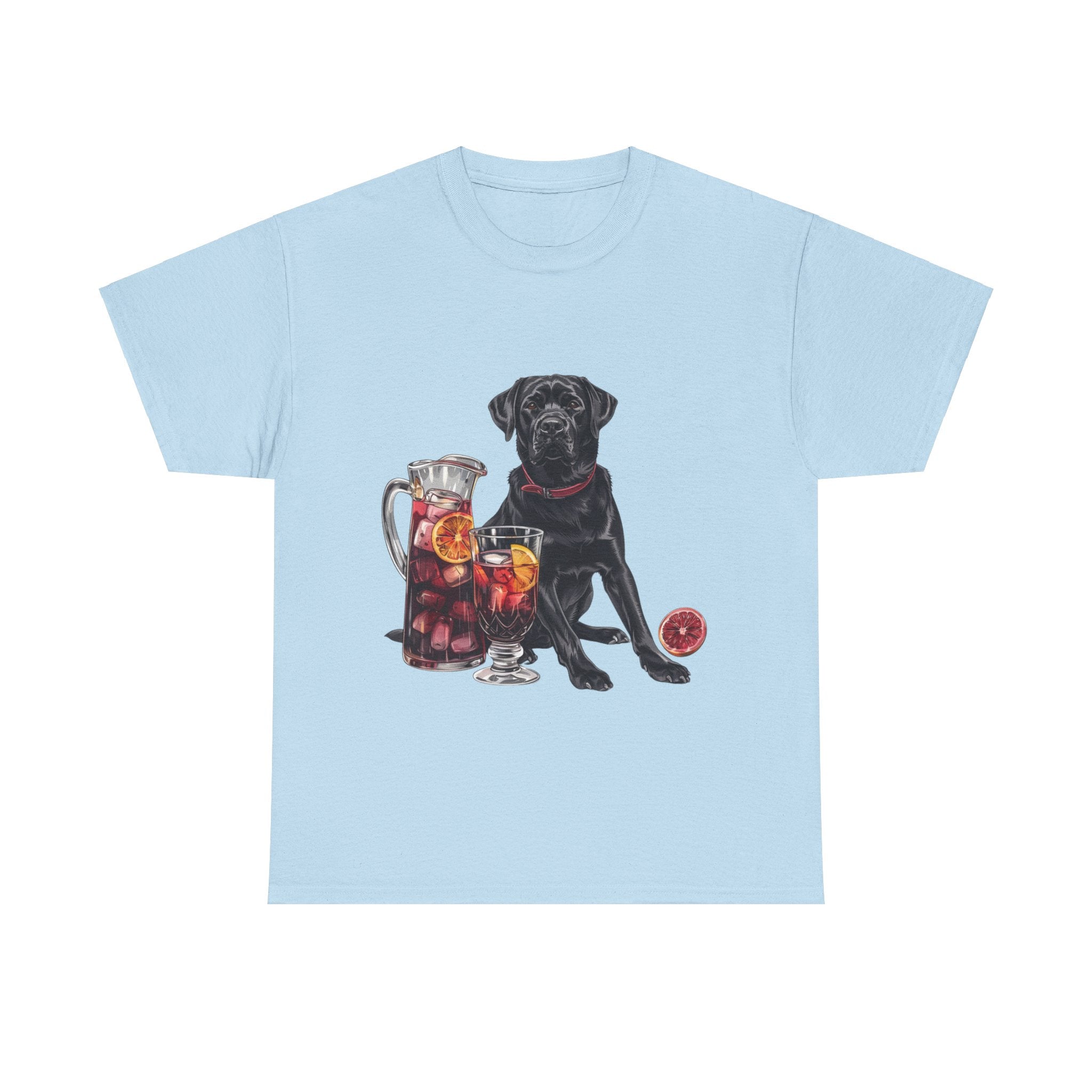 Printify T-Shirt Light Blue / S Black Labrador & Sangria – A Classy Blend of Elegance and Flavor