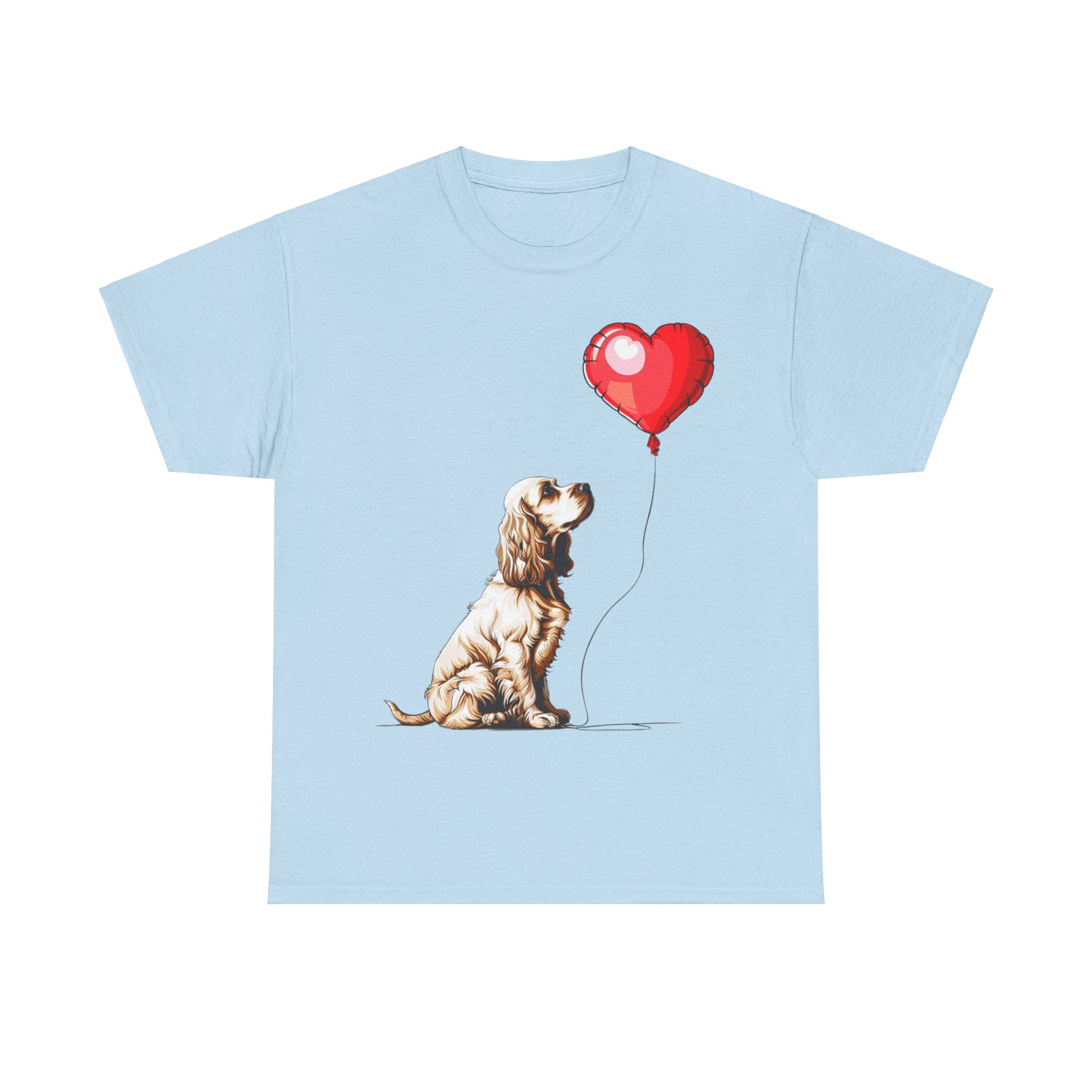 Printify T-Shirt Light Blue / S Cocker Spaniel Love Balloon T-Shirt – Adorable Dog Lover's Apparel with Heart Balloon Graphic