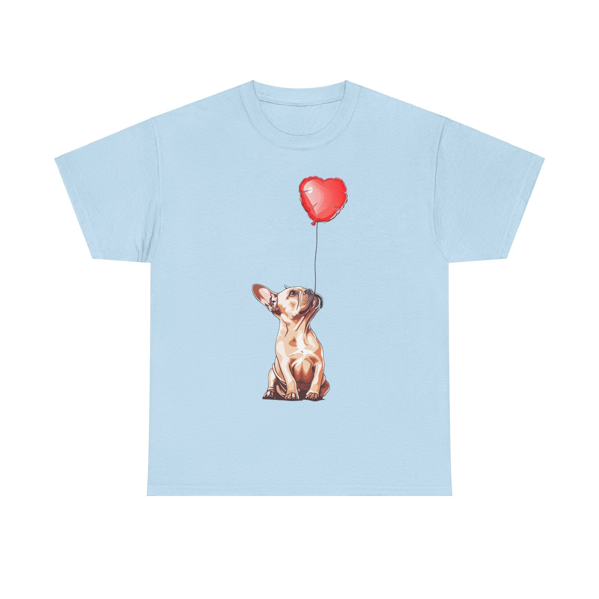 Printify T-Shirt Light Blue / S Copy of French Bulldog Love Balloon T-Shirt – Adorable Dog Lover's Apparel with Heart Balloon Art