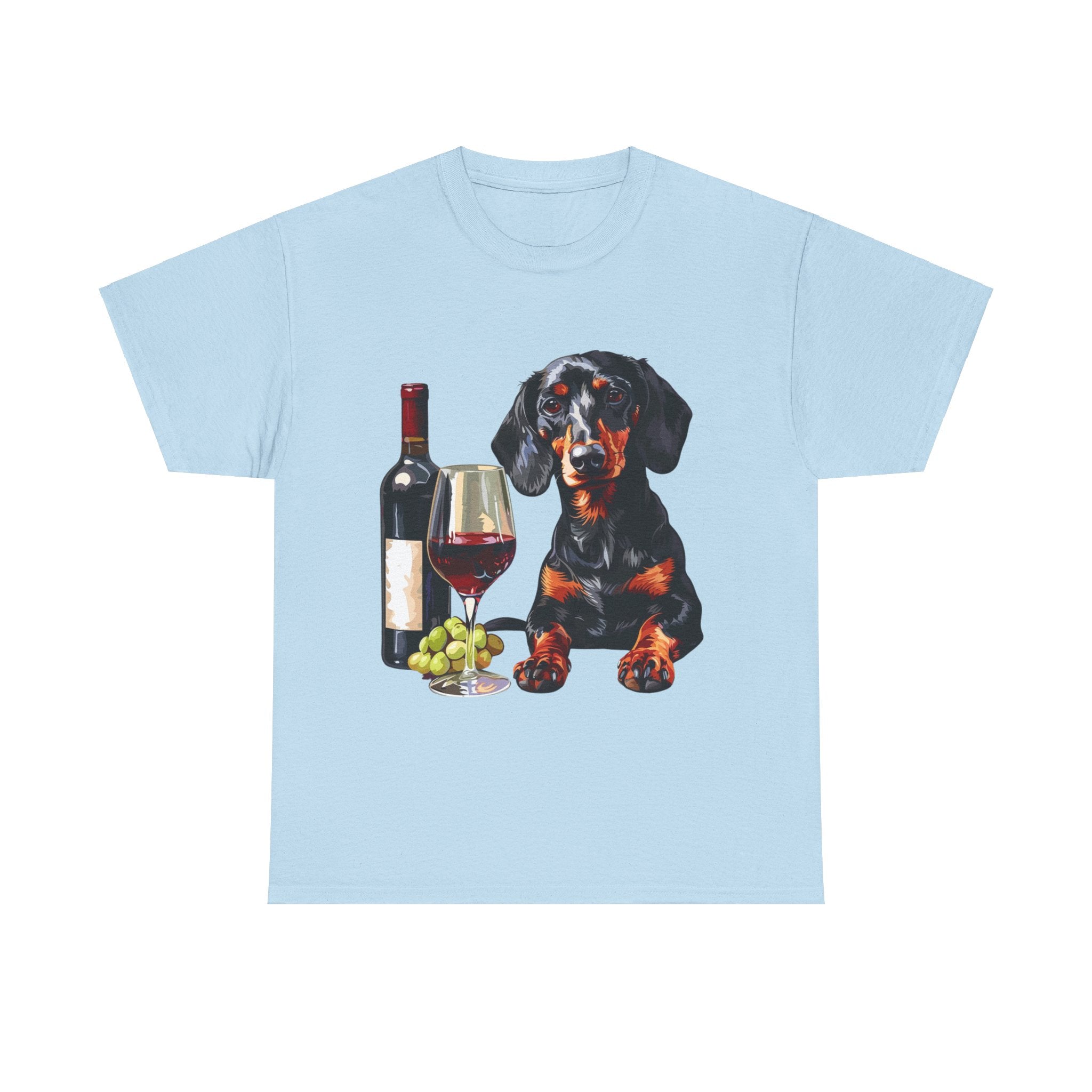 Printify T-Shirt Light Blue / S Dachshund Wine Lover Unisex Cotton Tee