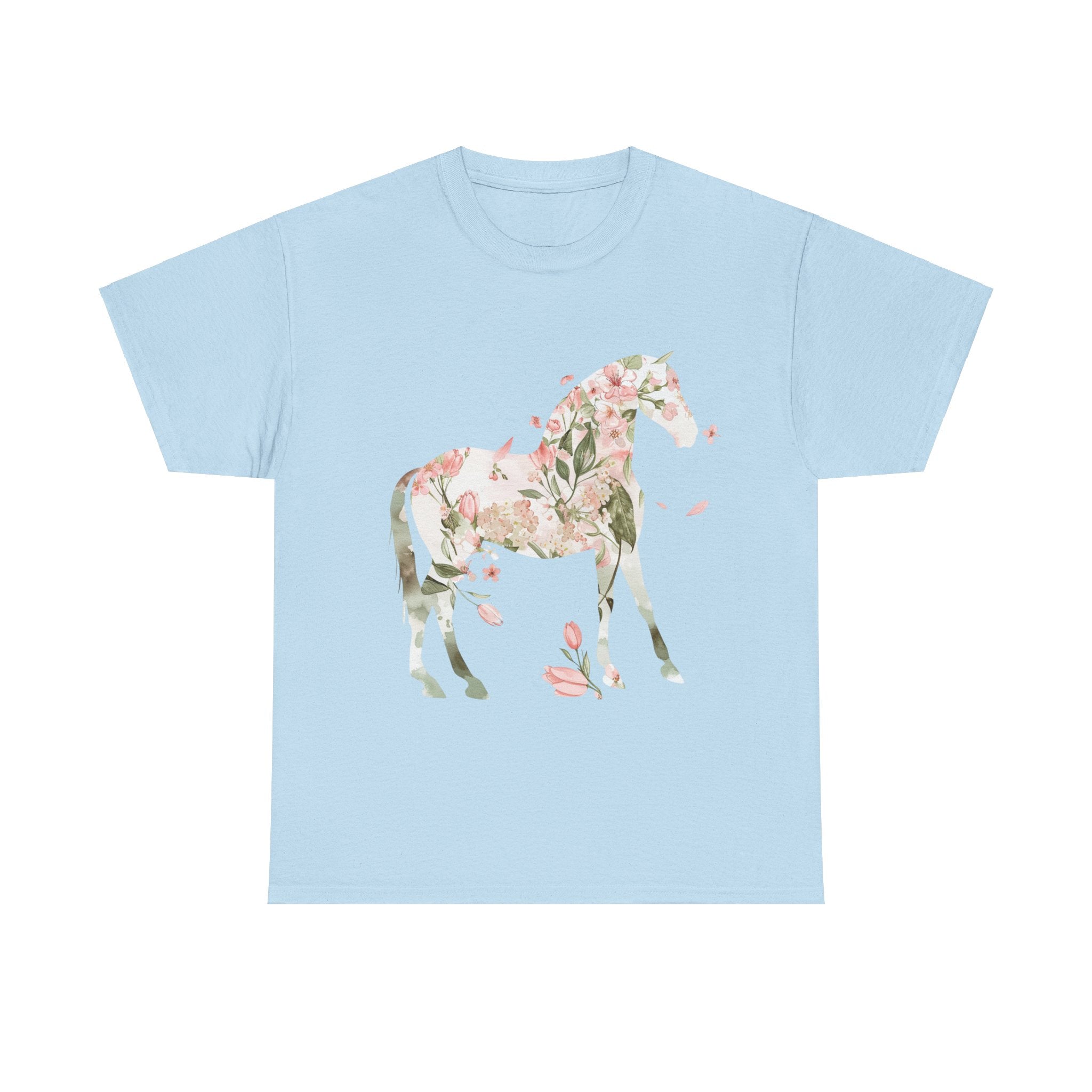 Printify T-Shirt Light Blue / S Floral Horse – Unisex Graphic Tee