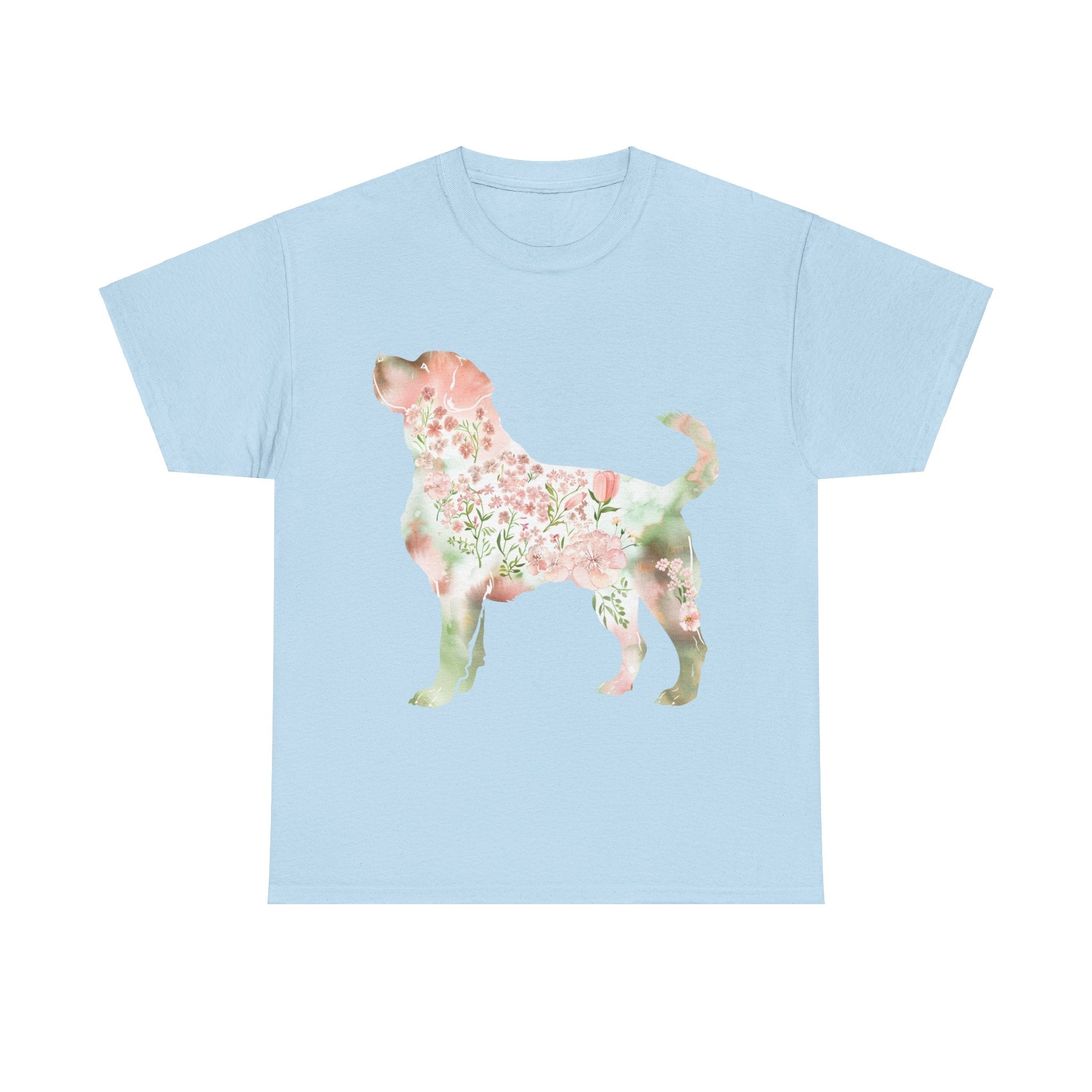 Printify T-Shirt Light Blue / S Floral Labrador Retriever Unisex Cotton Tee