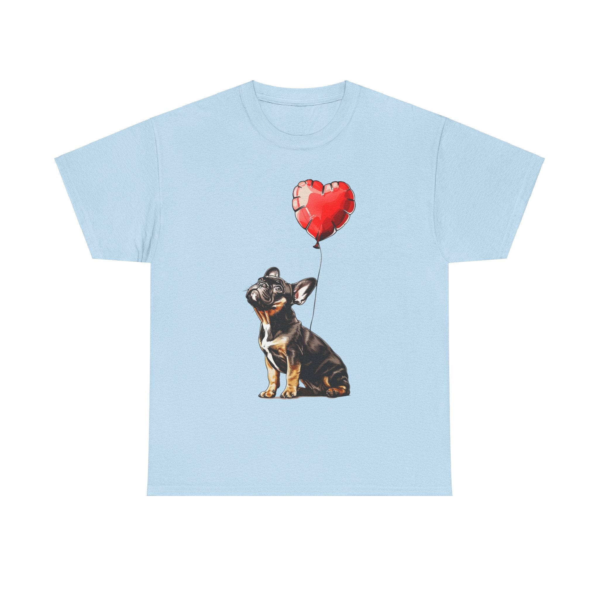 Printify T-Shirt Light Blue / S French Bulldog Heart Balloon T-Shirt – Cute Dog Lover's Apparel with Adorable Balloon Design