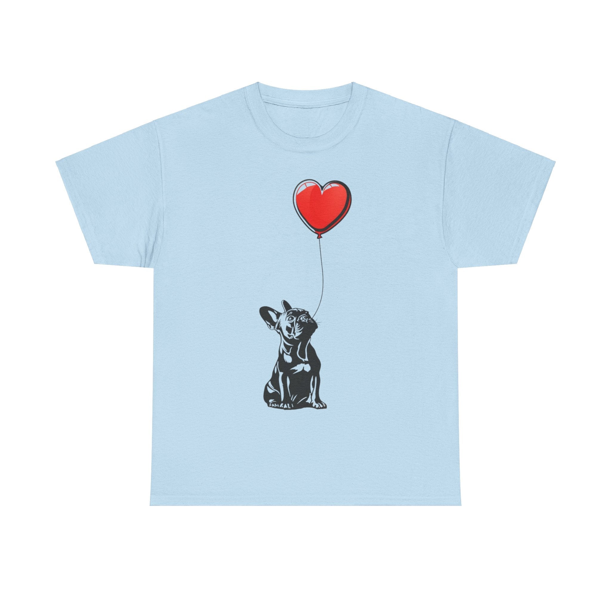 Printify T-Shirt Light Blue / S French Bulldog Love Balloon Tee – Sweet Dog Lover's Apparel with Heart Balloon Graphic