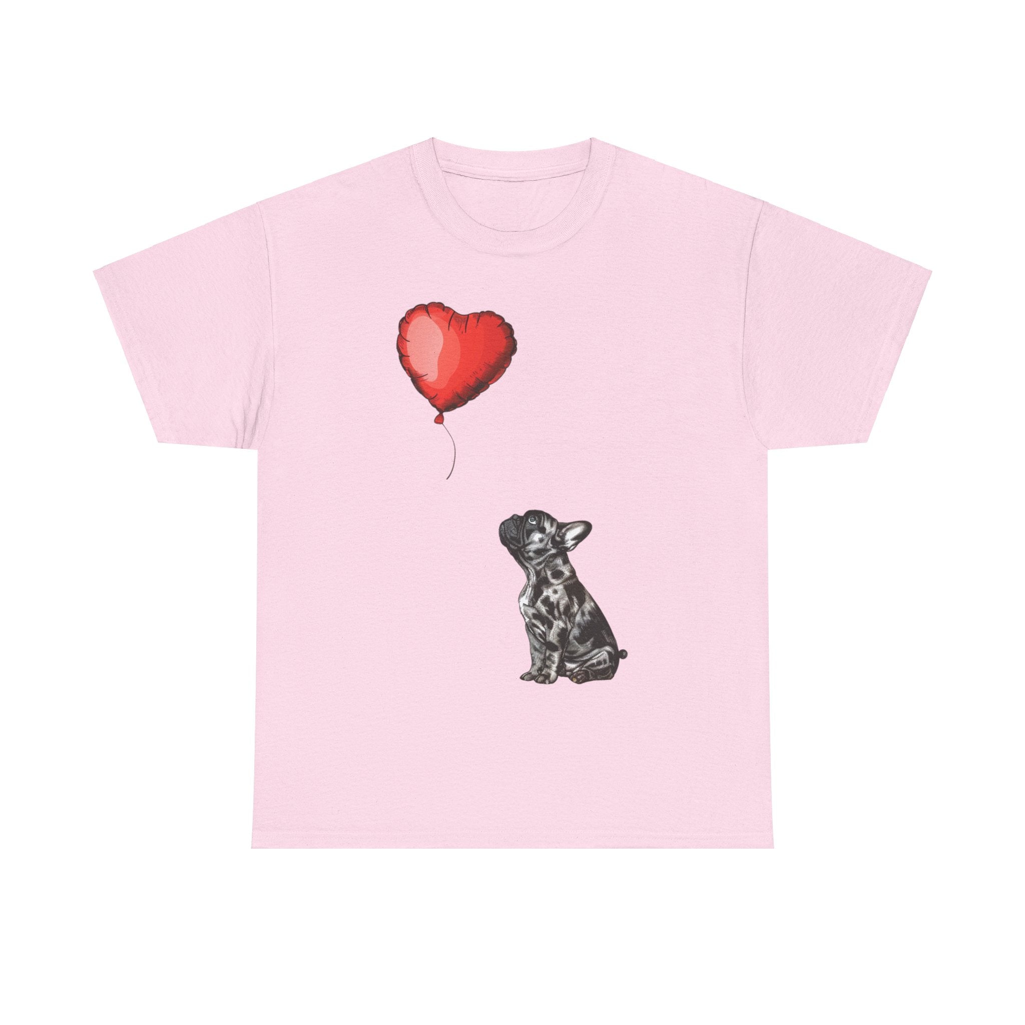 Printify T-Shirt Light Pink / M Adorable French Bulldog with Heart Balloon T-Shirt – Perfect for Dog Lovers