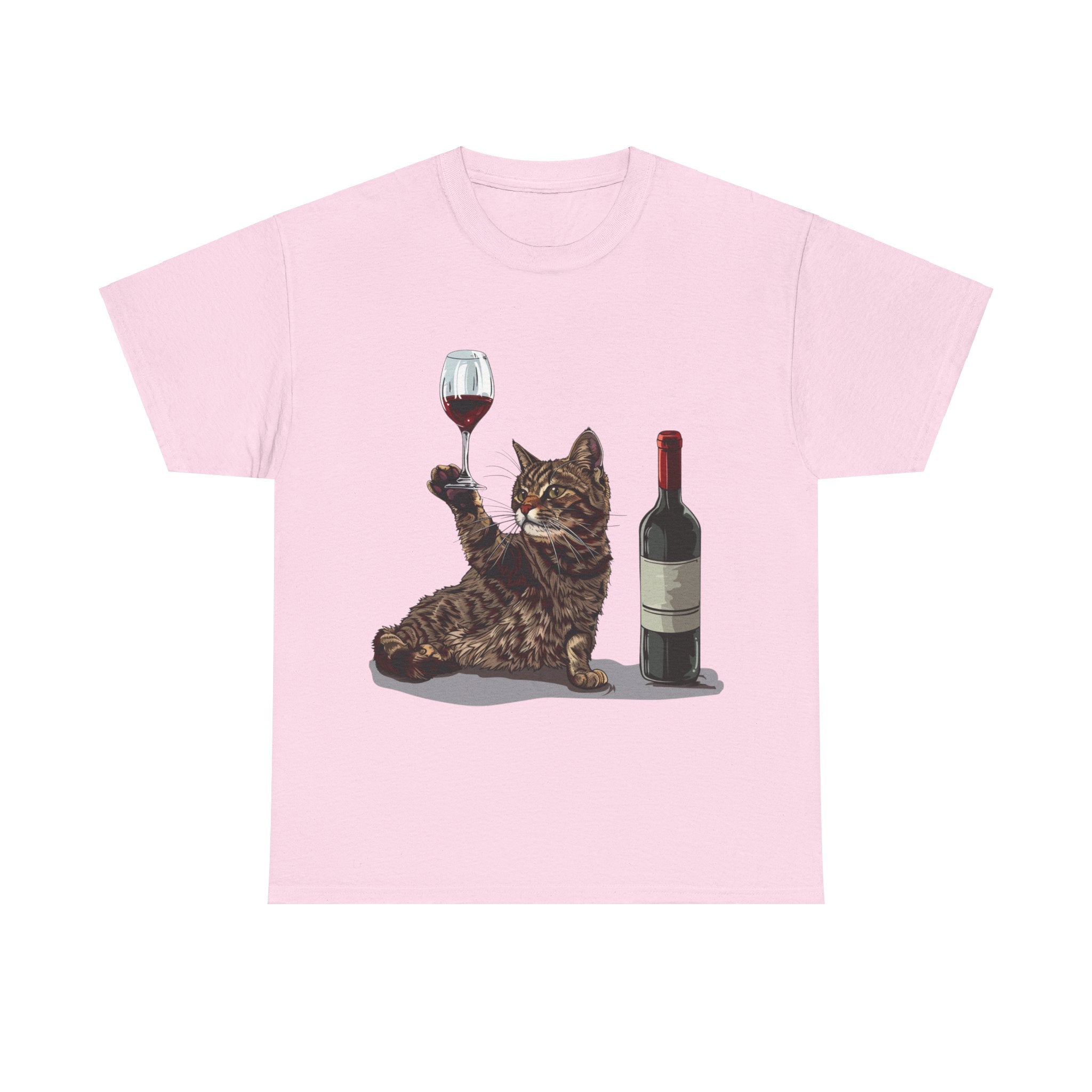 Printify T-Shirt Light Pink / M Cat Wine Enthusiast Unisex Cotton Tee