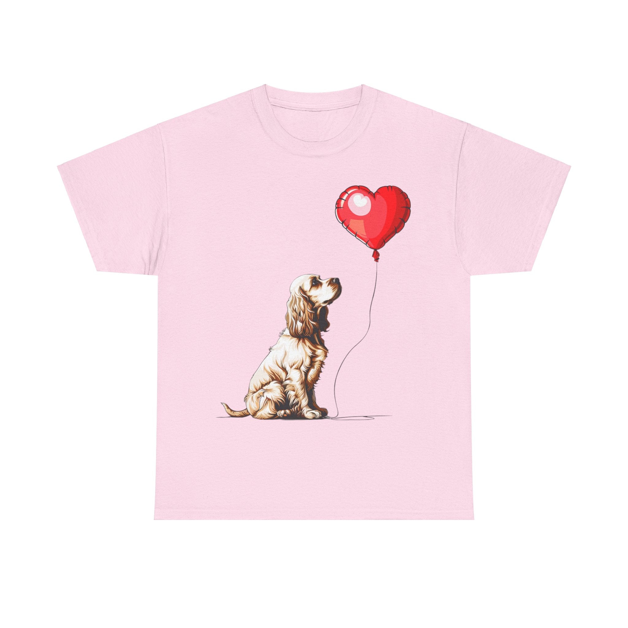 Printify T-Shirt Light Pink / M Cocker Spaniel Love Balloon T-Shirt – Adorable Dog Lover's Apparel with Heart Balloon Graphic