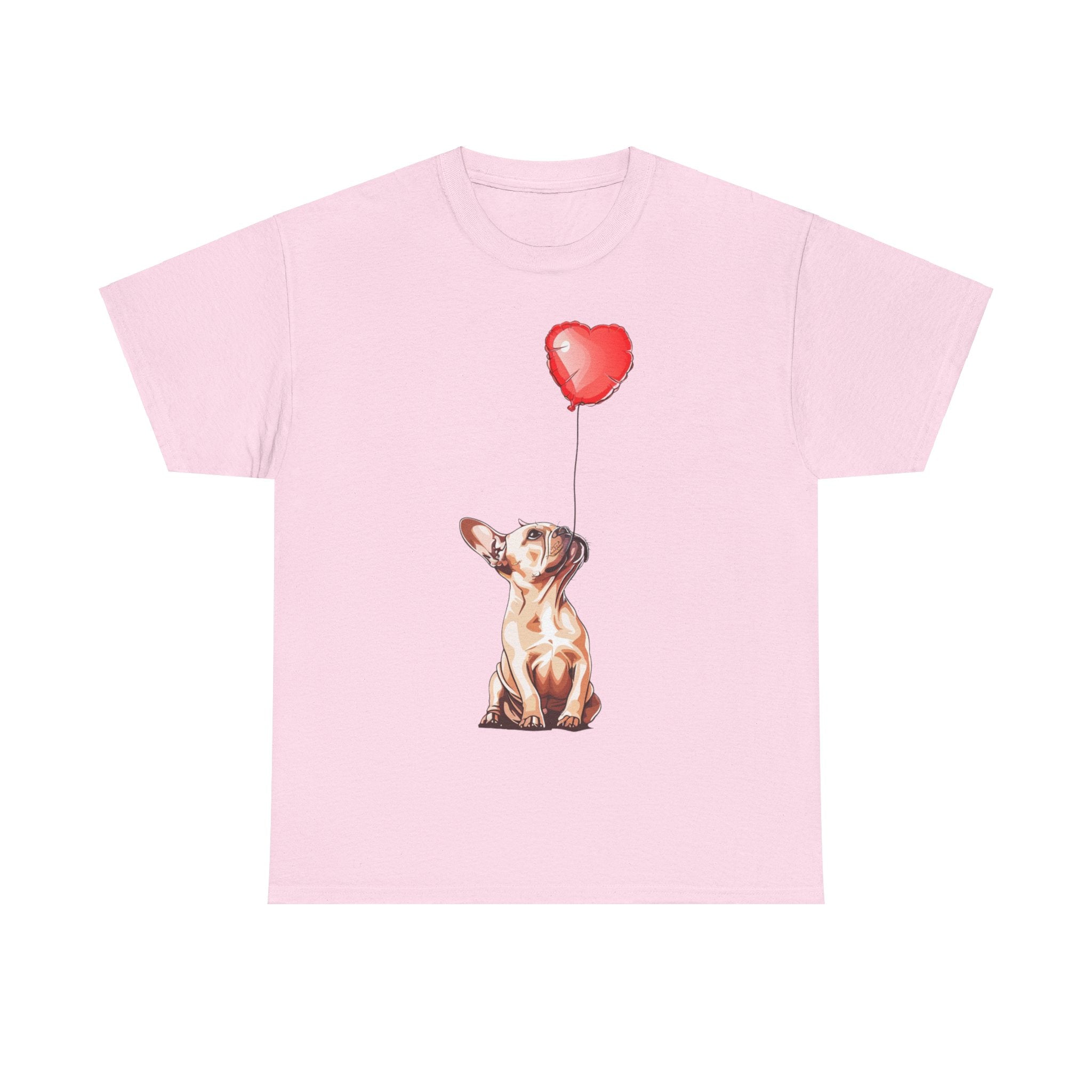 Printify T-Shirt Light Pink / M Copy of French Bulldog Love Balloon T-Shirt – Adorable Dog Lover's Apparel with Heart Balloon Art