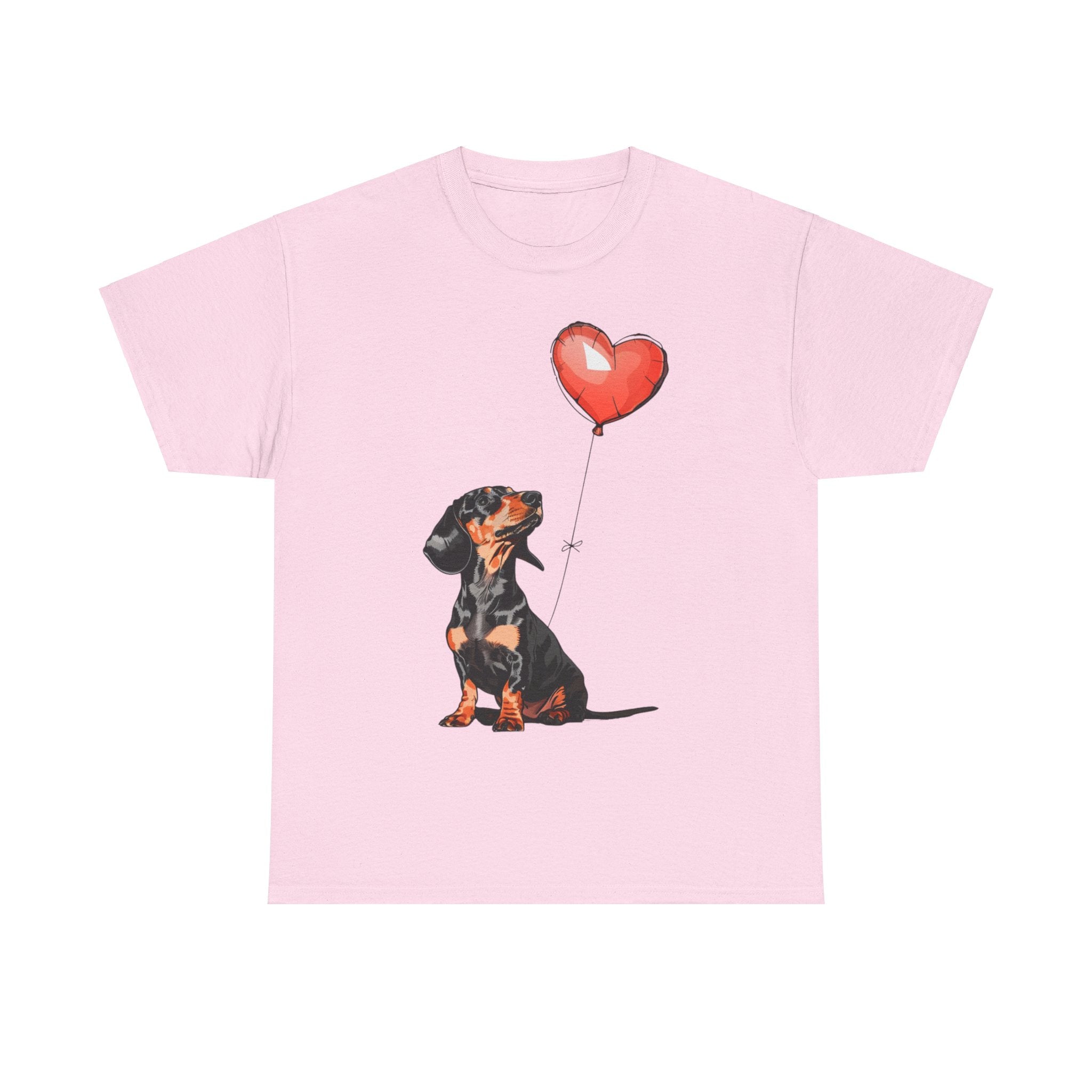 Printify T-Shirt Light Pink / M Dachshund Heart Balloon T-Shirt – Adorable Dog Lover's Gift with Dachshund Art