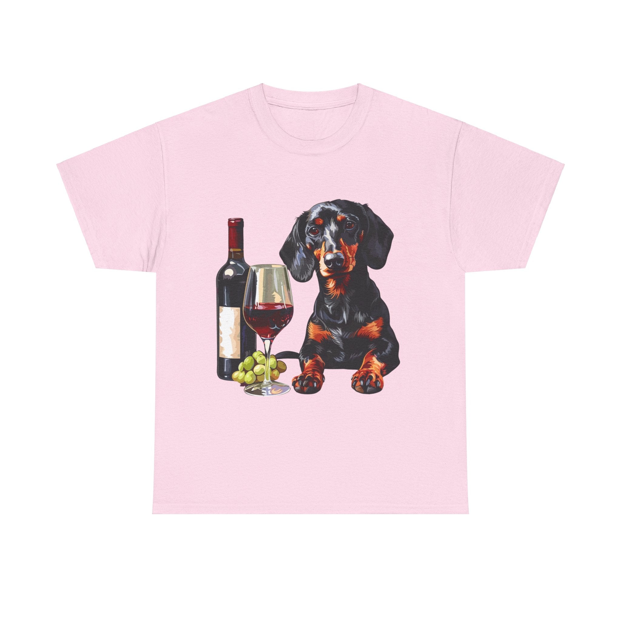 Printify T-Shirt Light Pink / M Dachshund Wine Lover Unisex Cotton Tee