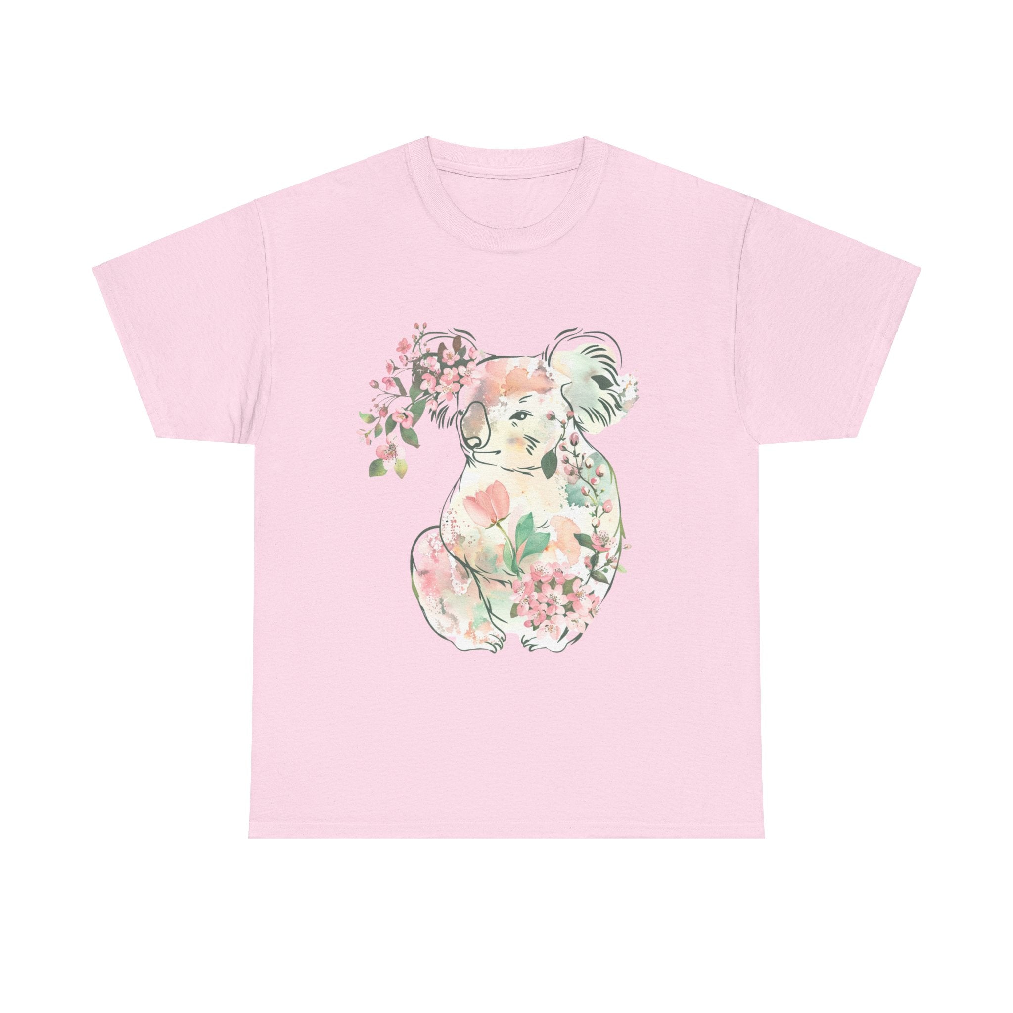 Printify T-Shirt Light Pink / M Floral Koala Unisex Heavy Cotton Tee