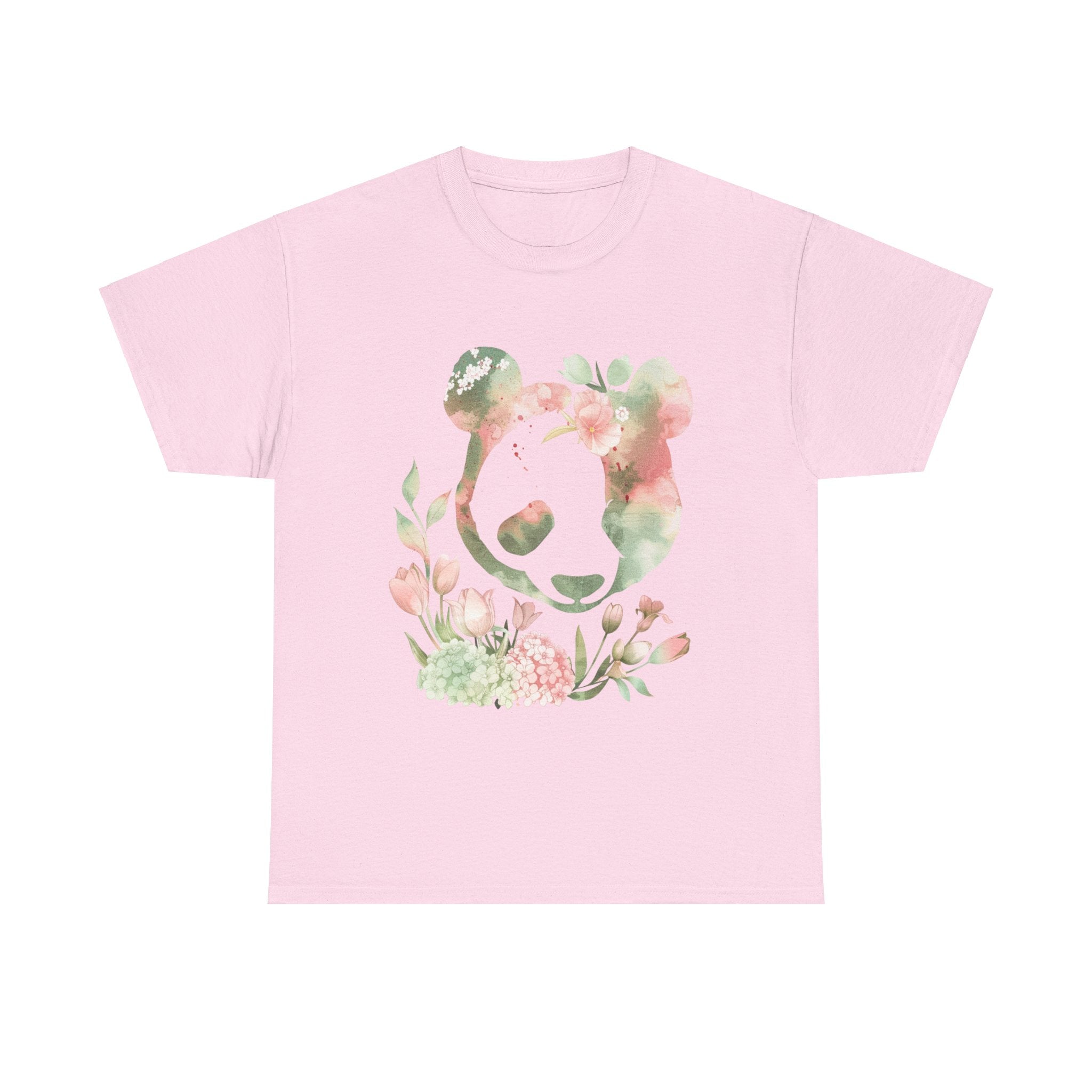 Printify T-Shirt Light Pink / M Floral Panda Unisex Cotton Tee