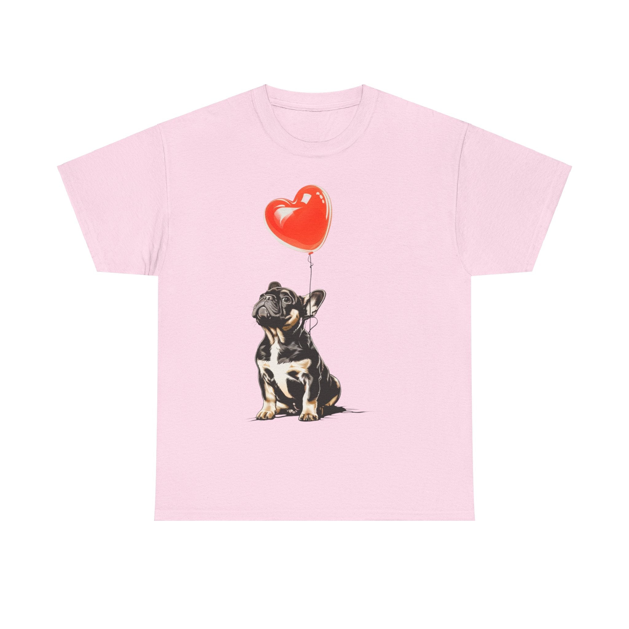 Printify T-Shirt Light Pink / M French Bulldog Love Balloon T-Shirt – Adorable Dog Lover's Apparel with Heart Balloon Art