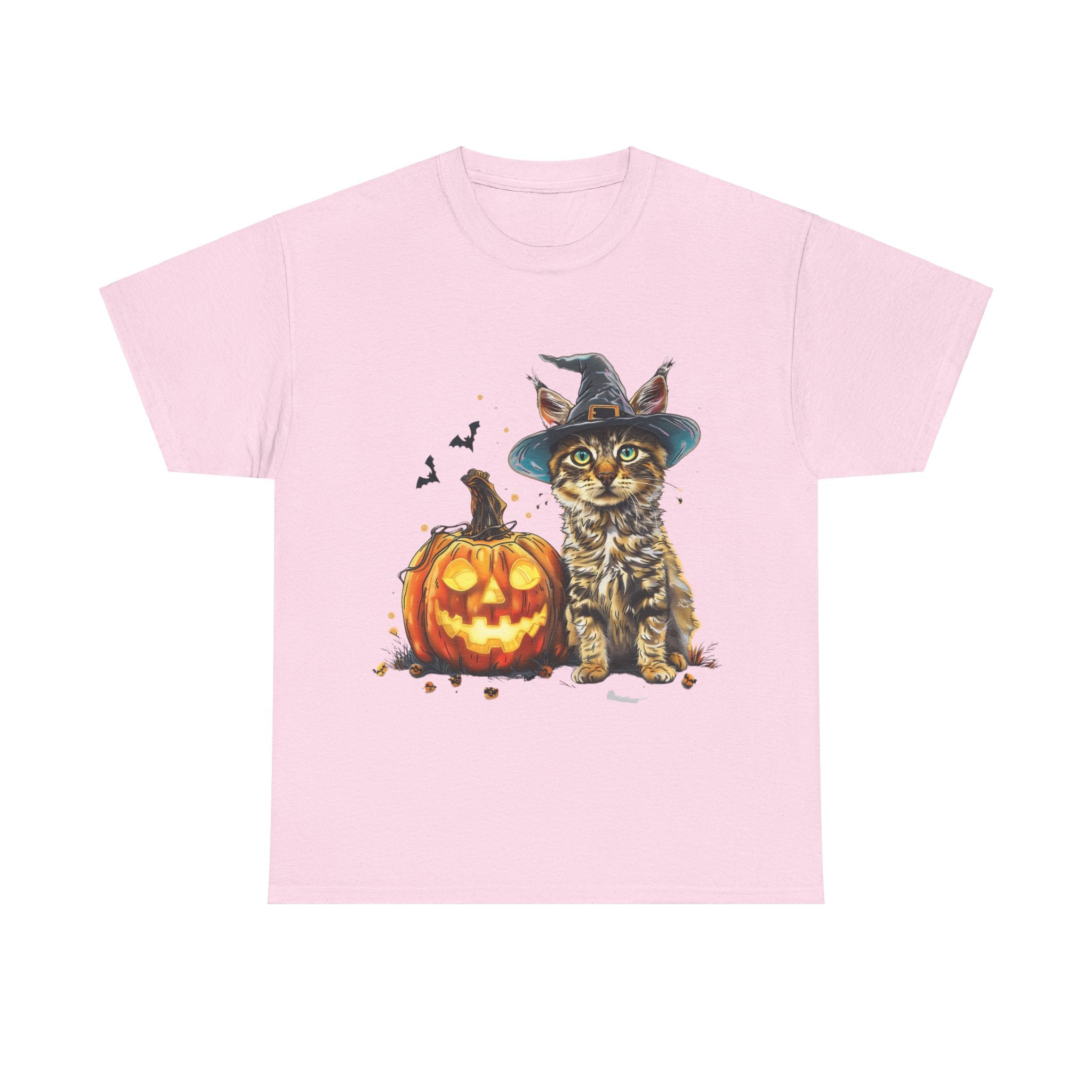 Printify T-Shirt Light Pink / M Halloween Golden Retriever in Witch Hat Tee – Unisex Cotton Shirt