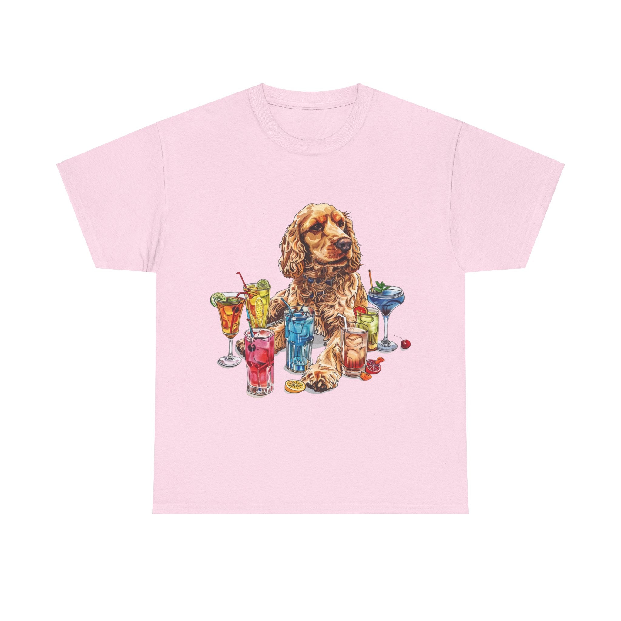 Printify T-Shirt Light Pink / S Charming Cocker Spaniel with Refreshing Cocktails – A Splash of Fun